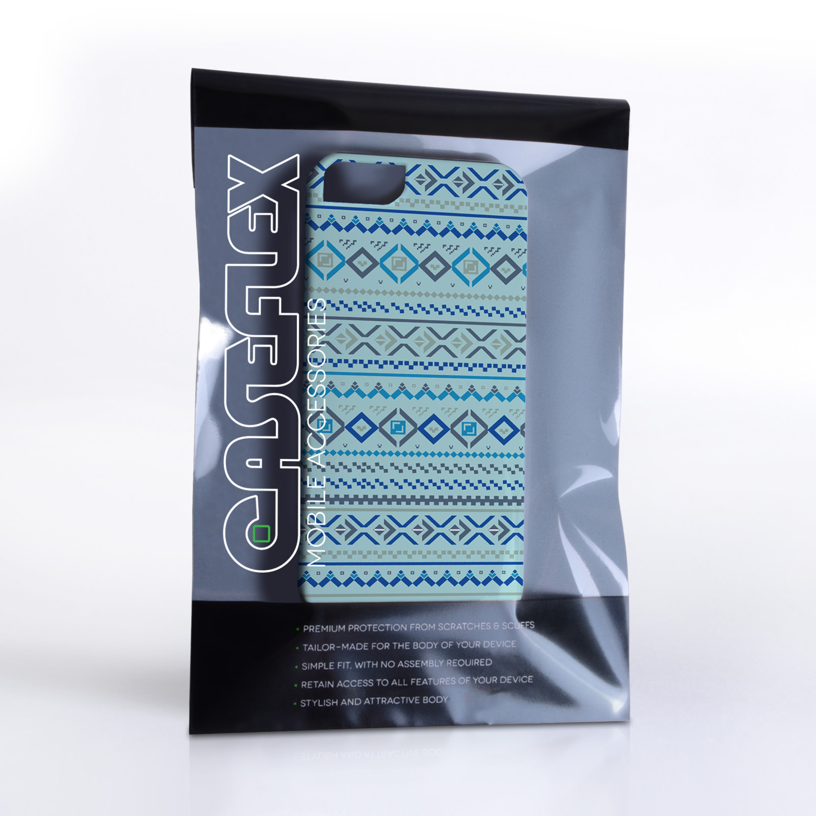 Caseflex iPhone SE Fairisle Case – Blue with Blue Background