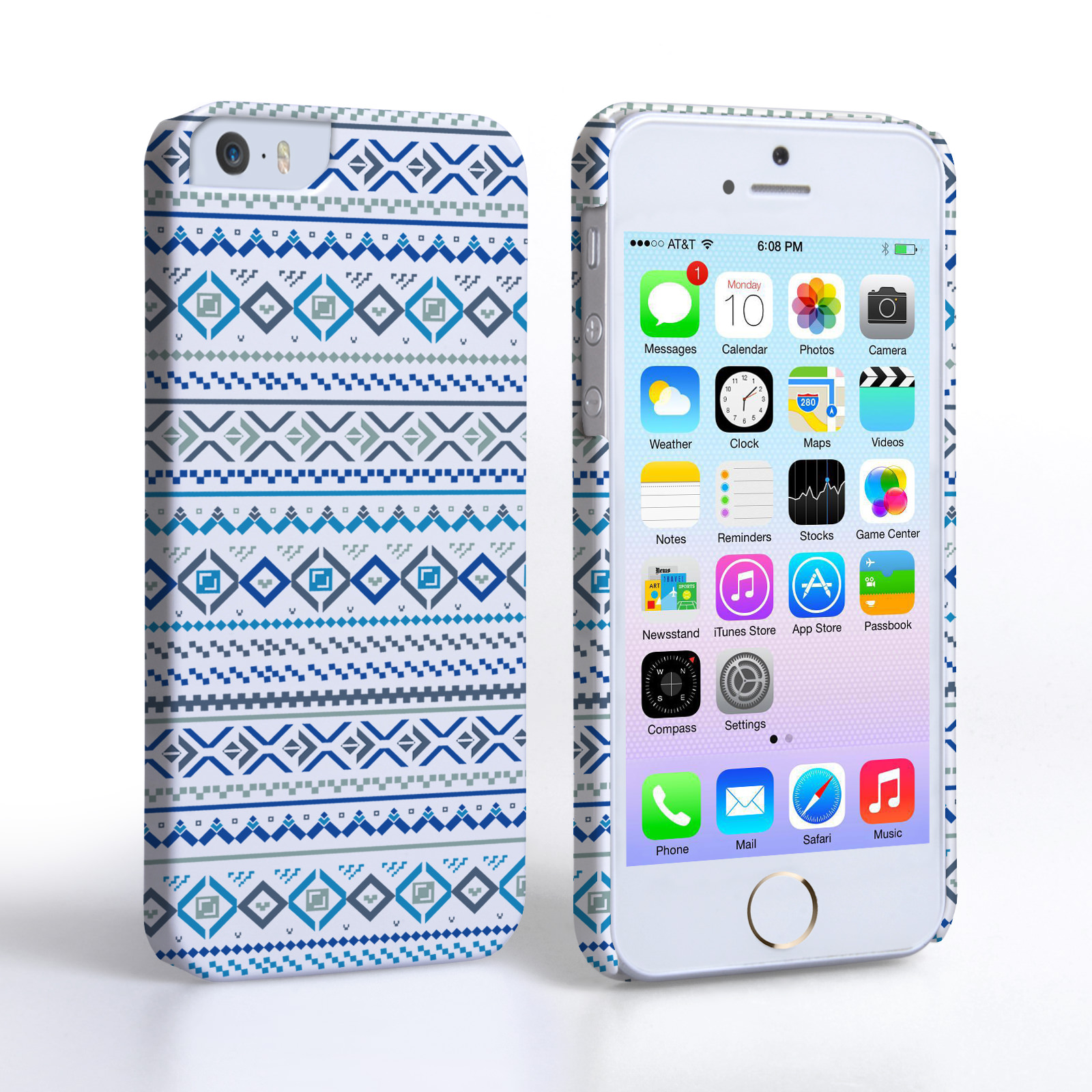 Caseflex iPhone SE Fairisle Case – Blue with White Background