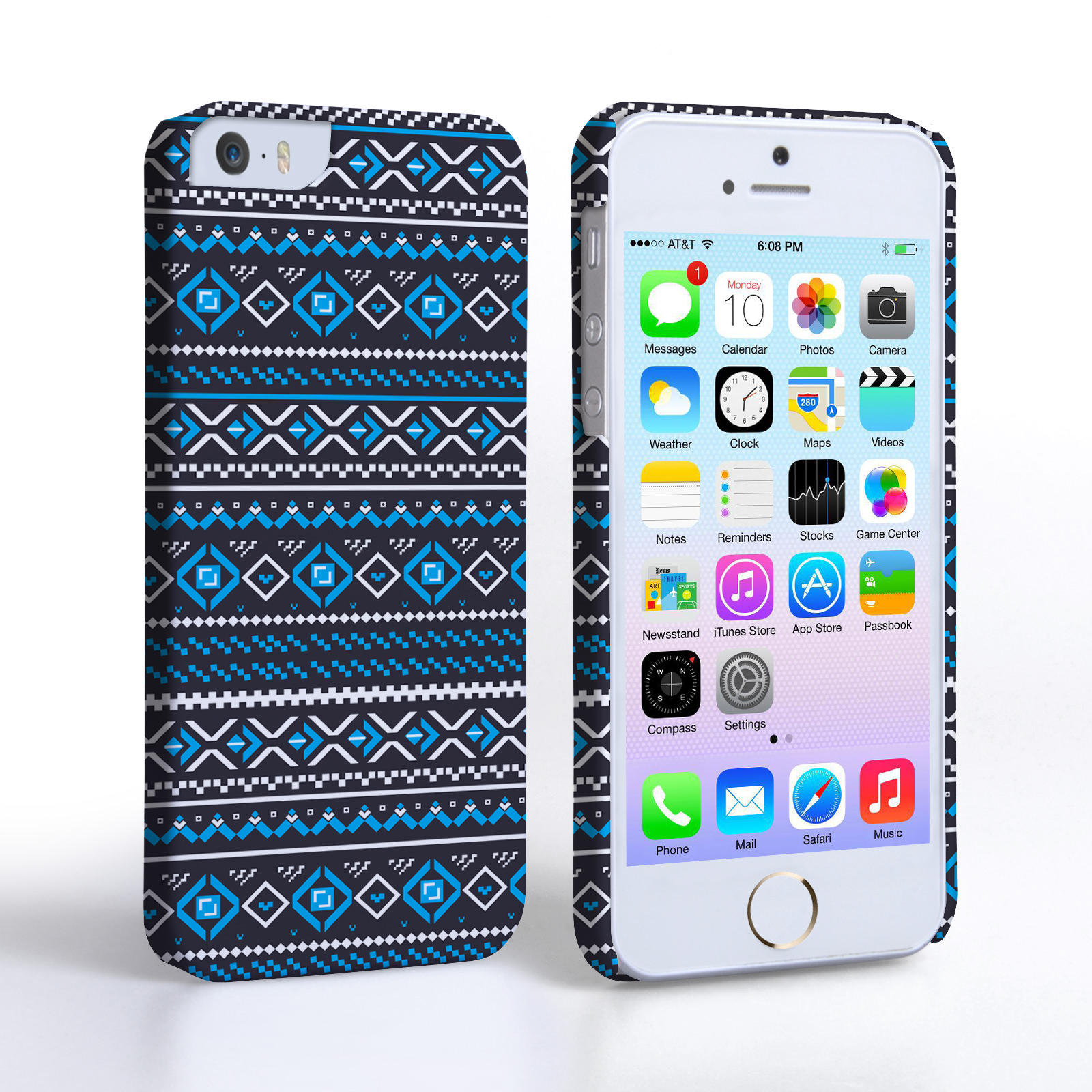 Caseflex iPhone SE Fairisle Case – Grey with Blue Background