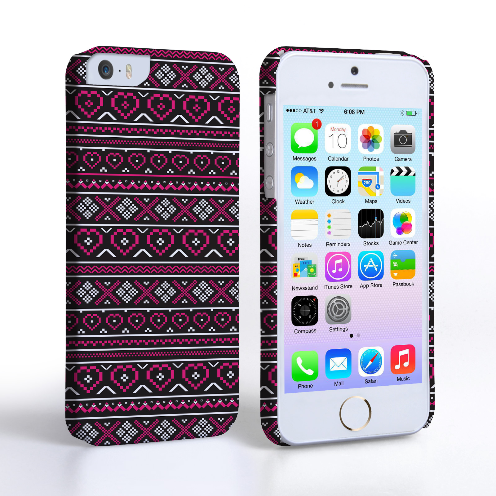 Caseflex iPhone SE Fairisle Case – Pink and Black