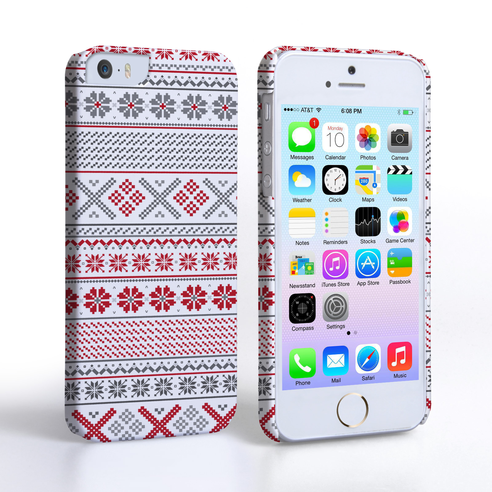 Caseflex iPhone SE Fairisle Case – Red, White and Grey