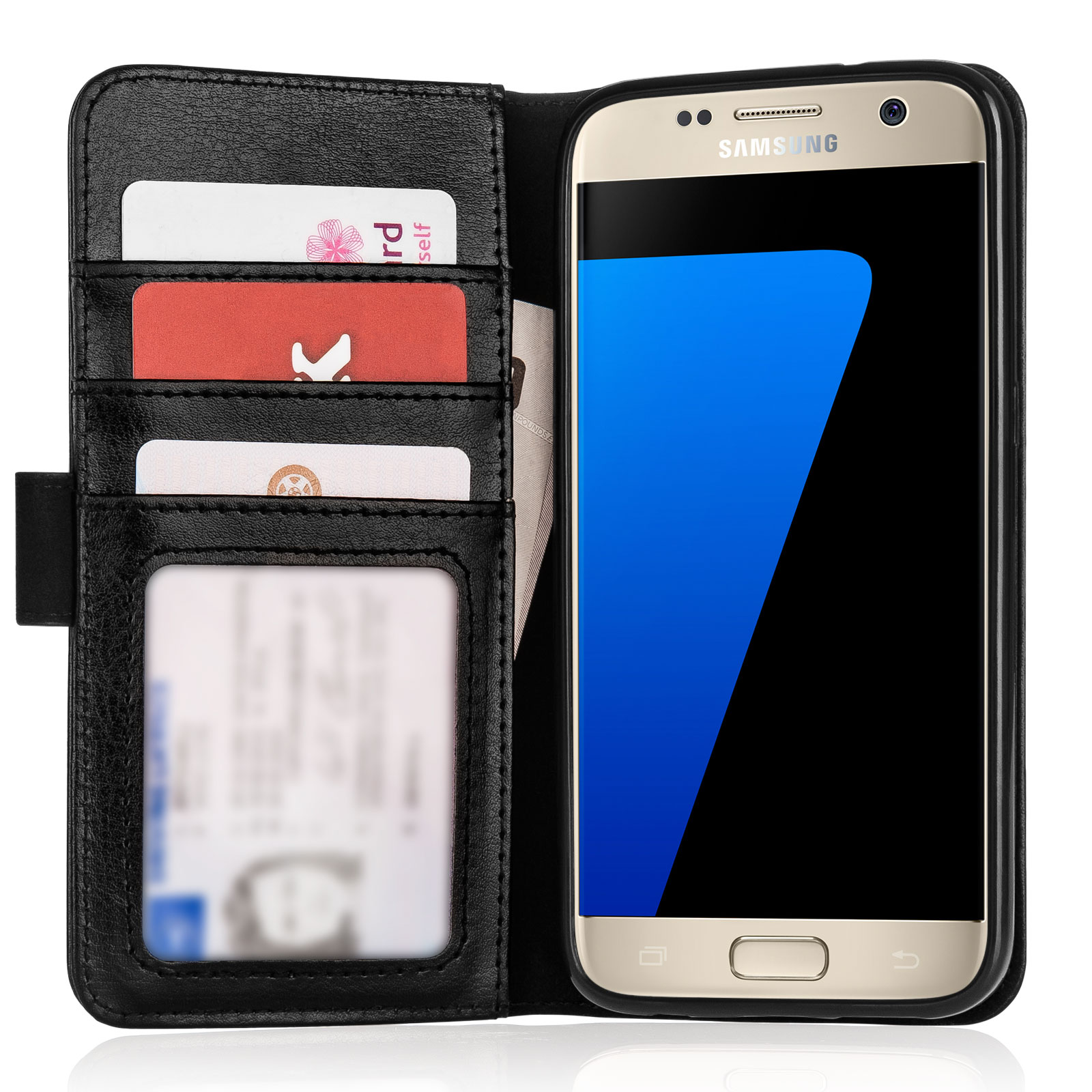 Caseflex Samsung Galaxy S7 Real Leather Wallet Case with ID Slot - Black