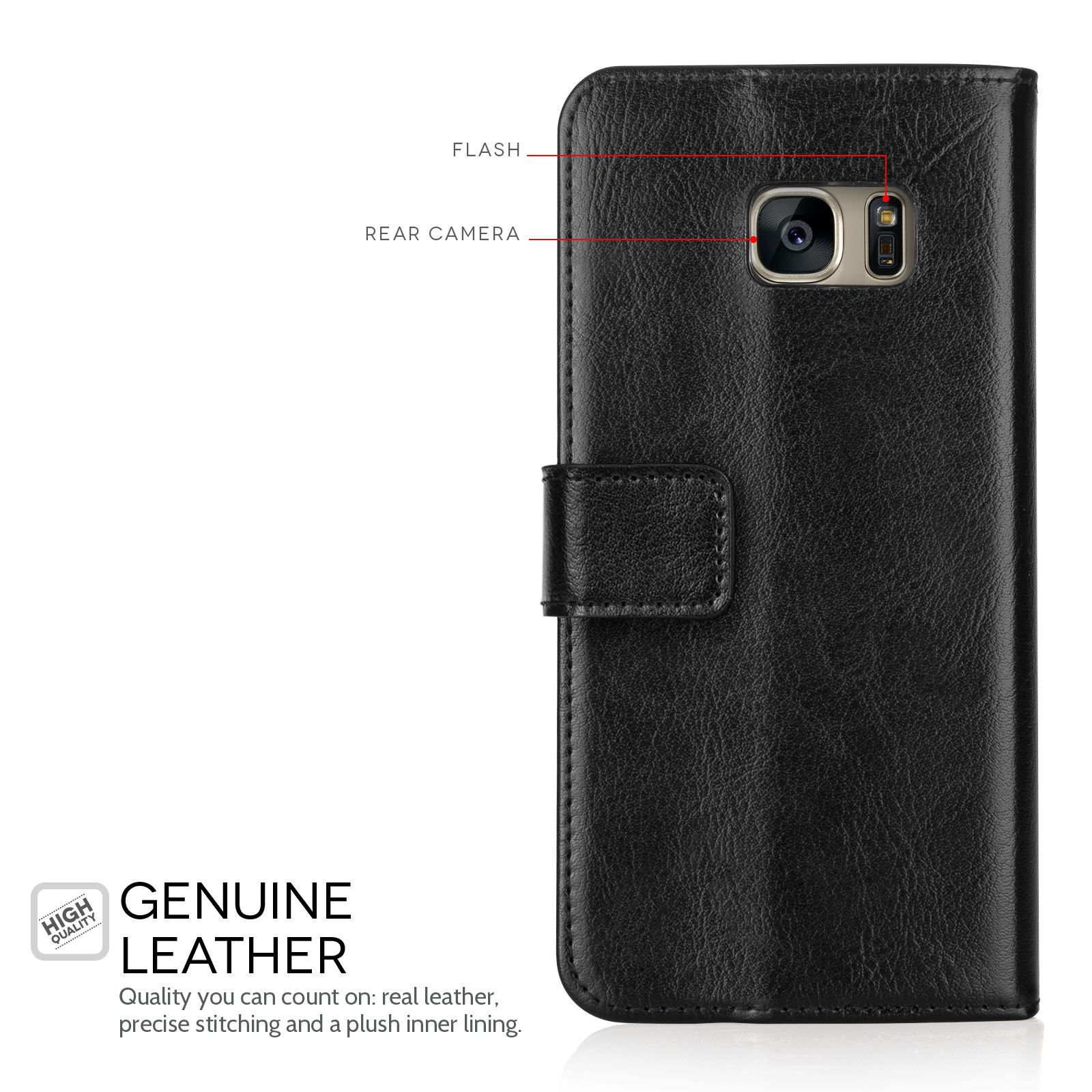 Caseflex Samsung Galaxy S7 Real Leather Wallet Case with ID Slot - Black