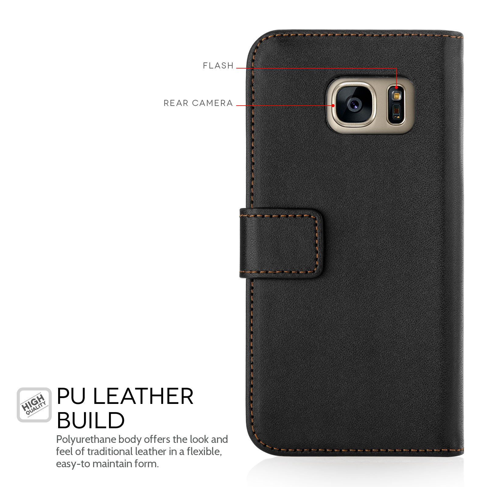 Yousave Accessories Samsung Galaxy S7 Leather-Effect Wallet Case - Black