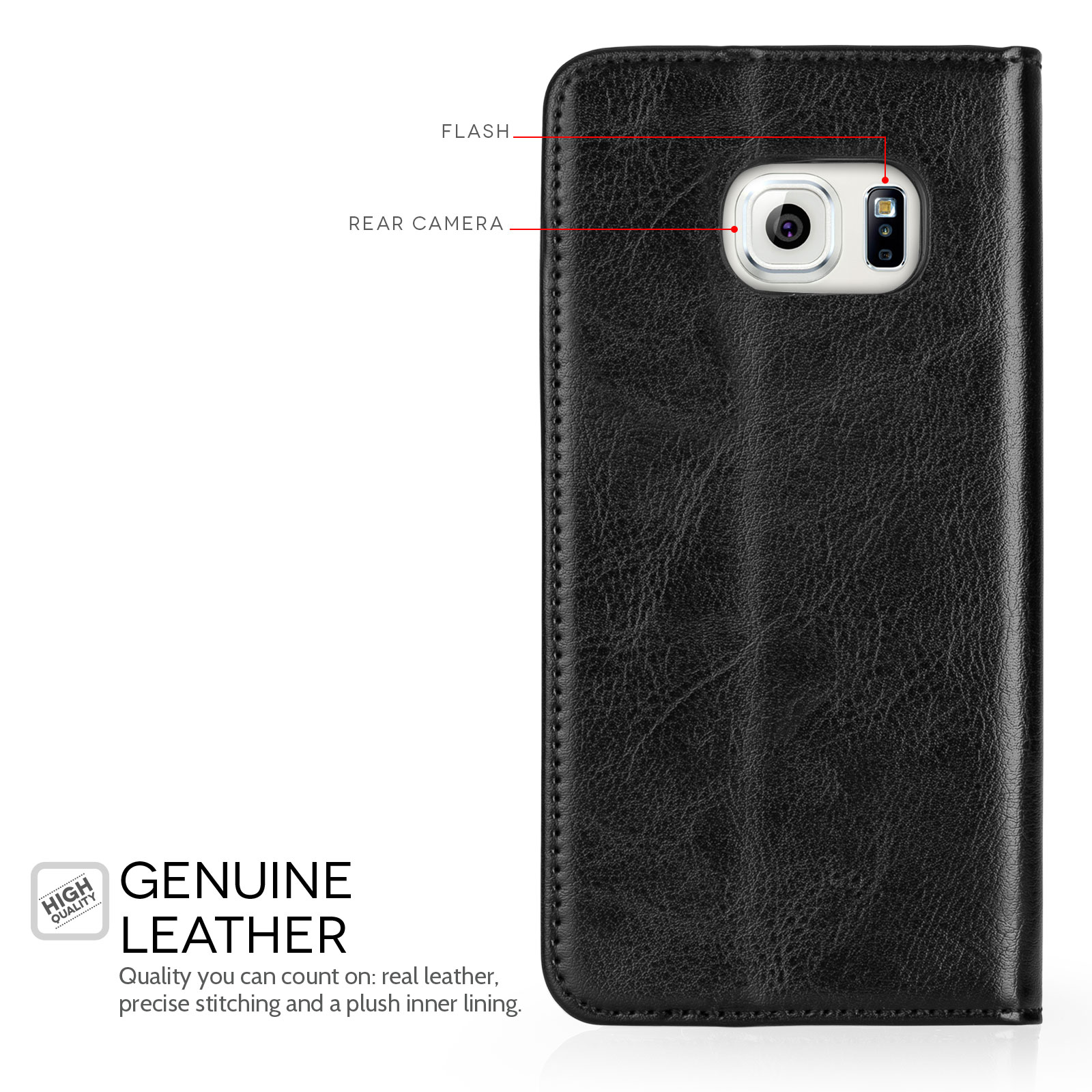 Caseflex Samsung Galaxy S6 Edge Real Leather ID Wallet Case - Black 