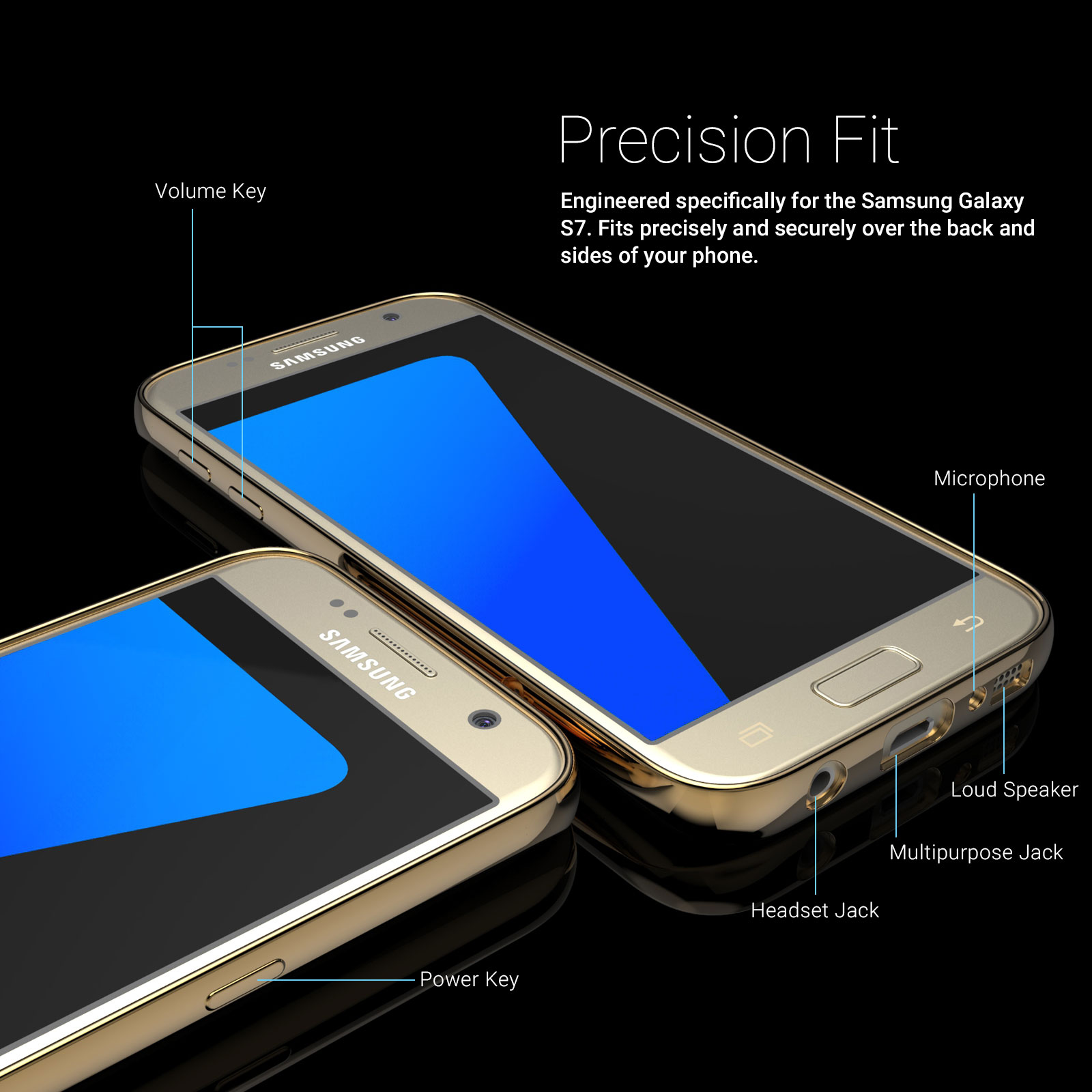Caseflex Samsung Galaxy S7 Electroplate TPU Gel Case - Gold