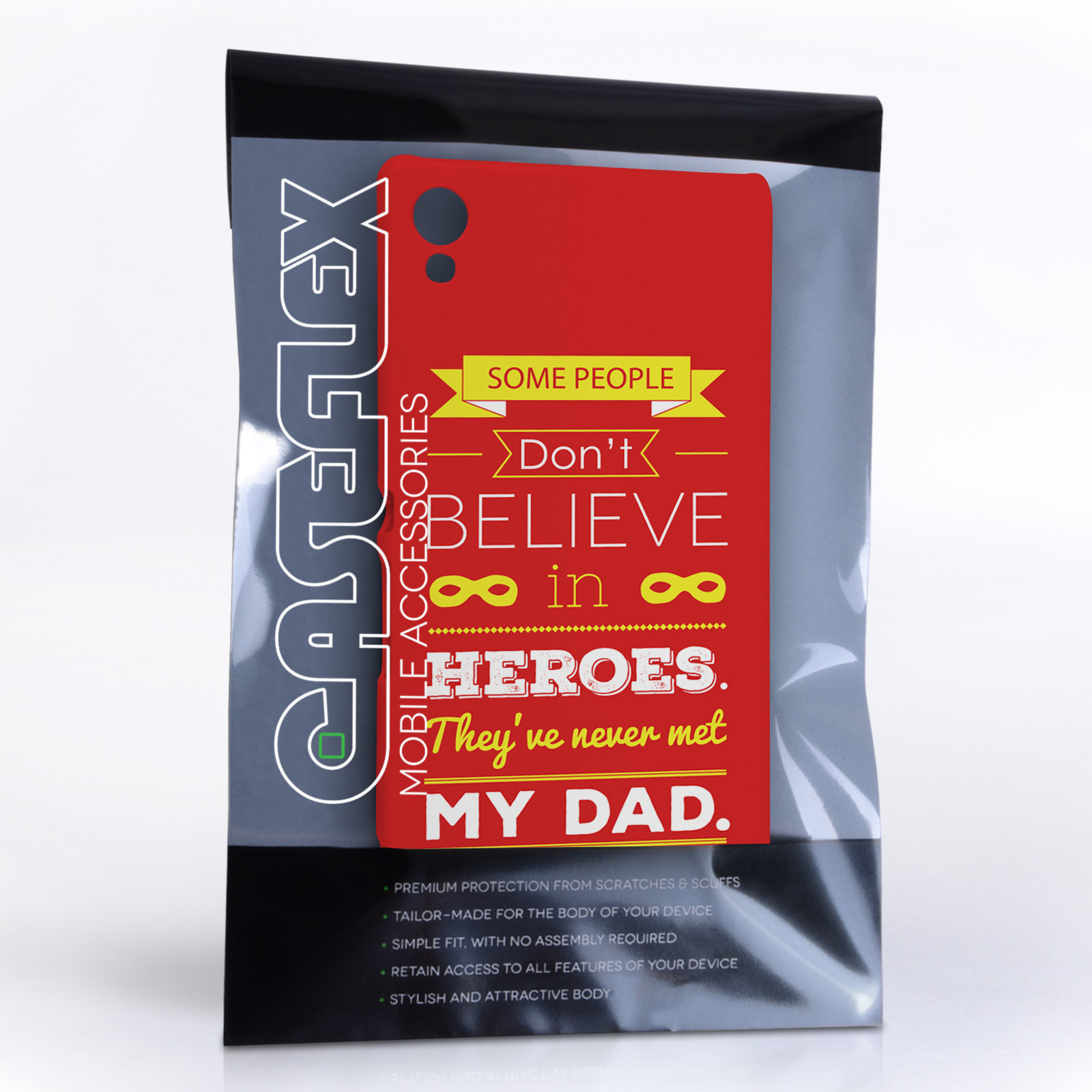 Caseflex Dad Heroes Quote Sony Xperia Z3+ Case - Red