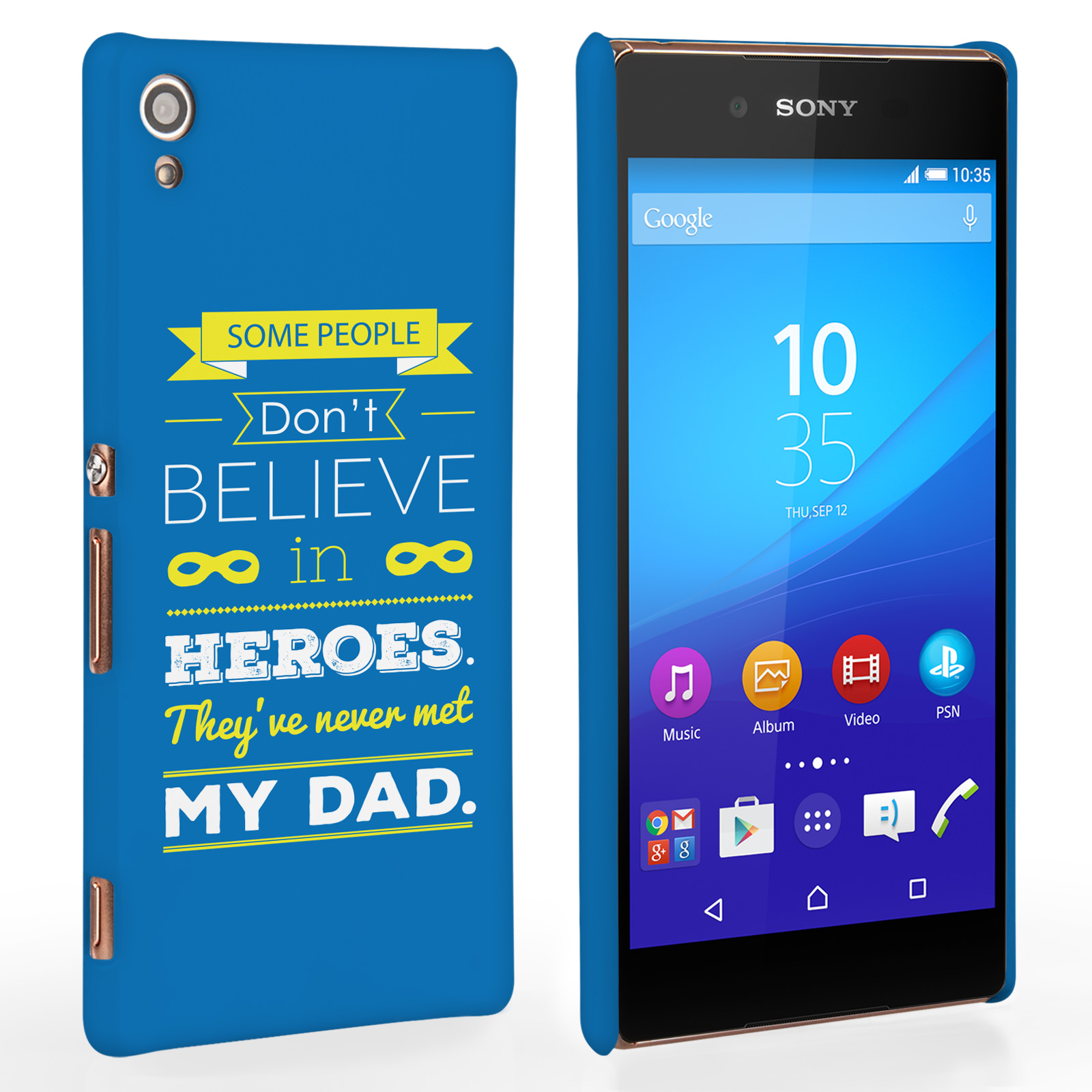 Caseflex Dad Heroes Quote Sony Xperia Z3+ Case - Blue