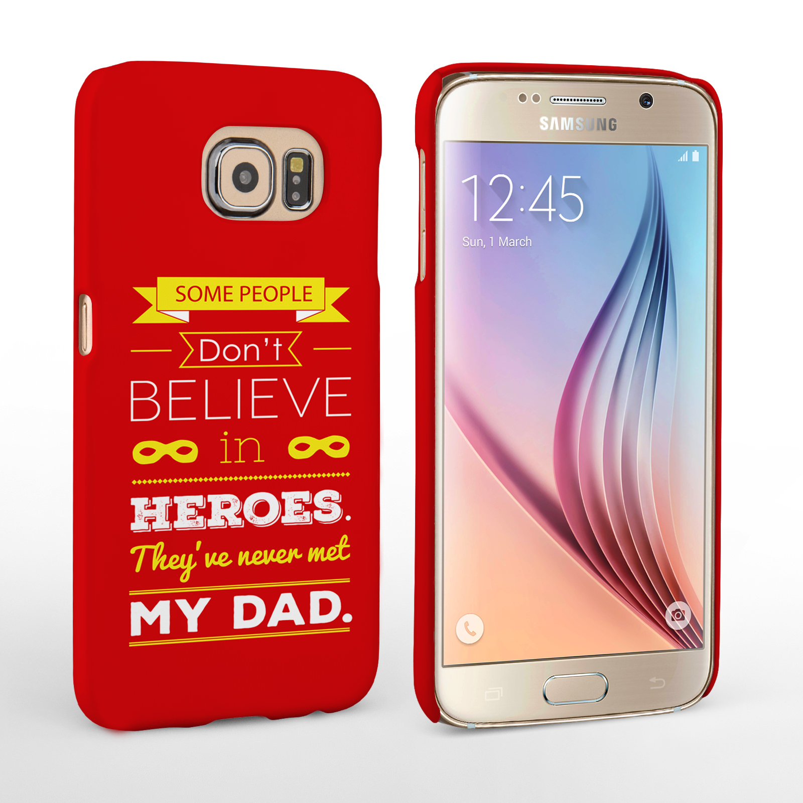 Caseflex Dad Heroes Quote Samsung Galaxy S6 Case - Red