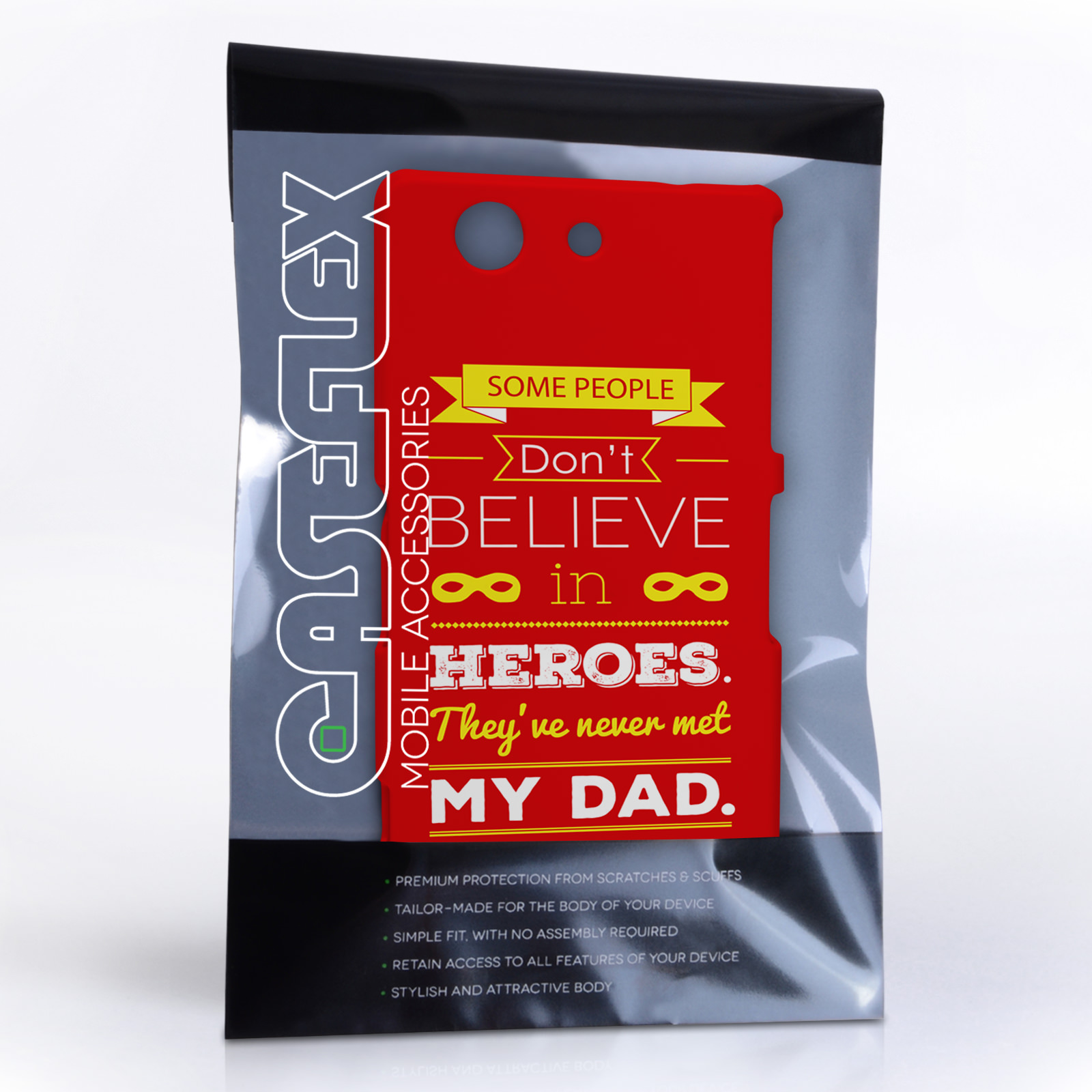 Caseflex Dad Heroes Quote Sony Xperia Z3 Compact Case - Red