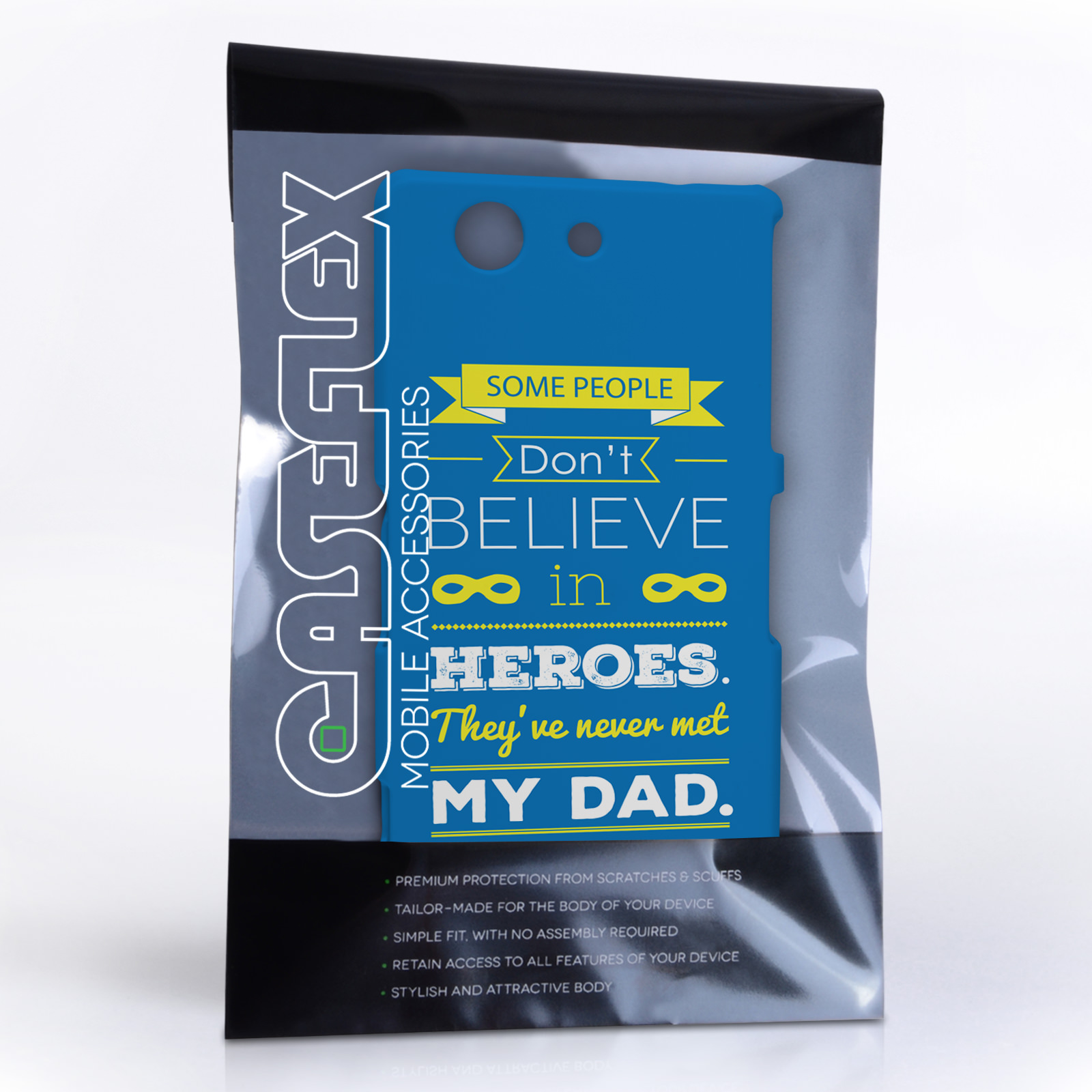 Caseflex Dad Heroes Quote Sony Xperia Z3 Compact Case - Blue