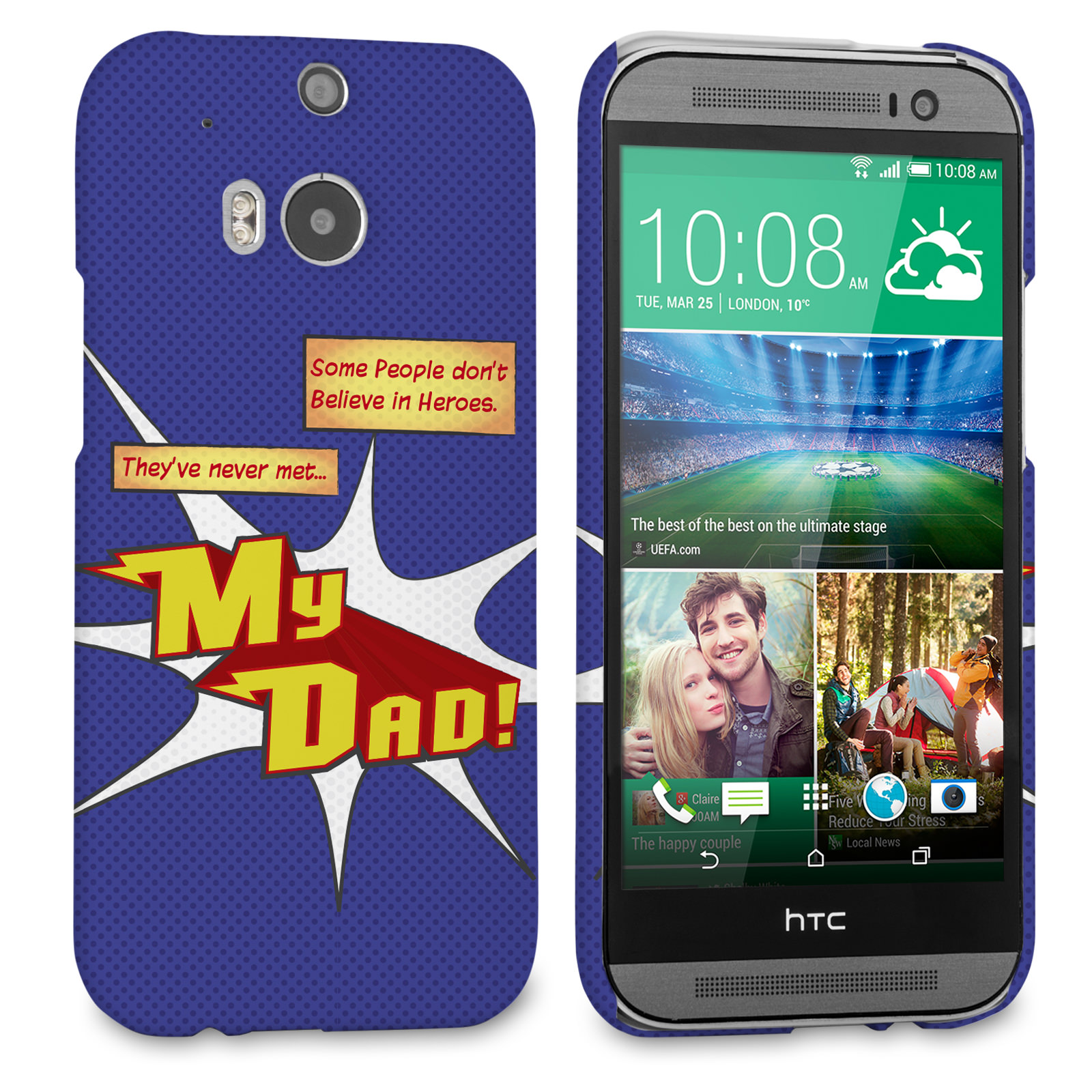 Caseflex My Dad Hero Cartoon HTC One M8 Case – Blue