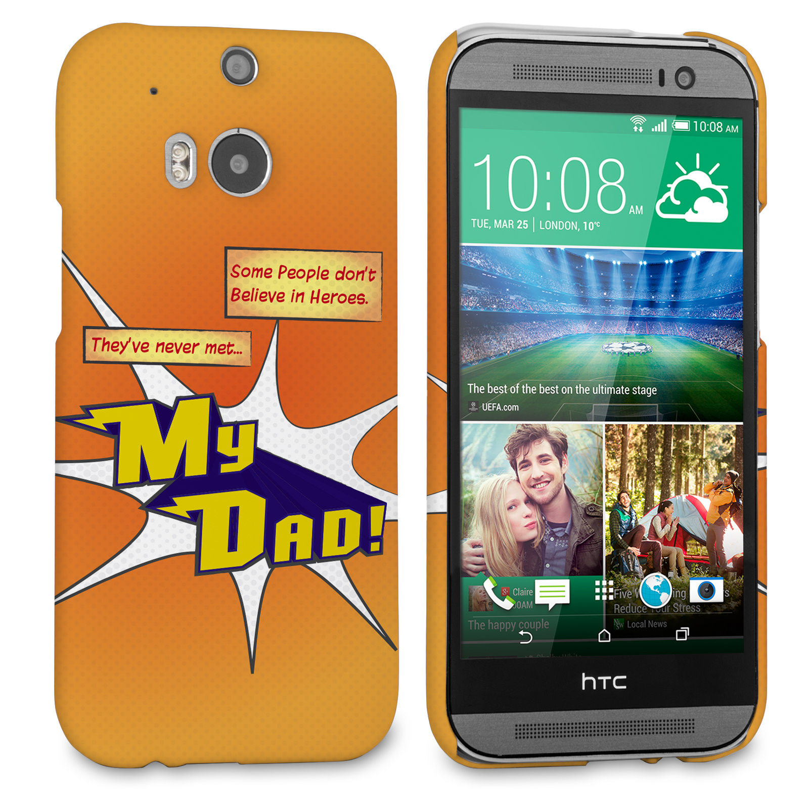 Caseflex My Dad Hero Cartoon HTC One M8 Case – Orange