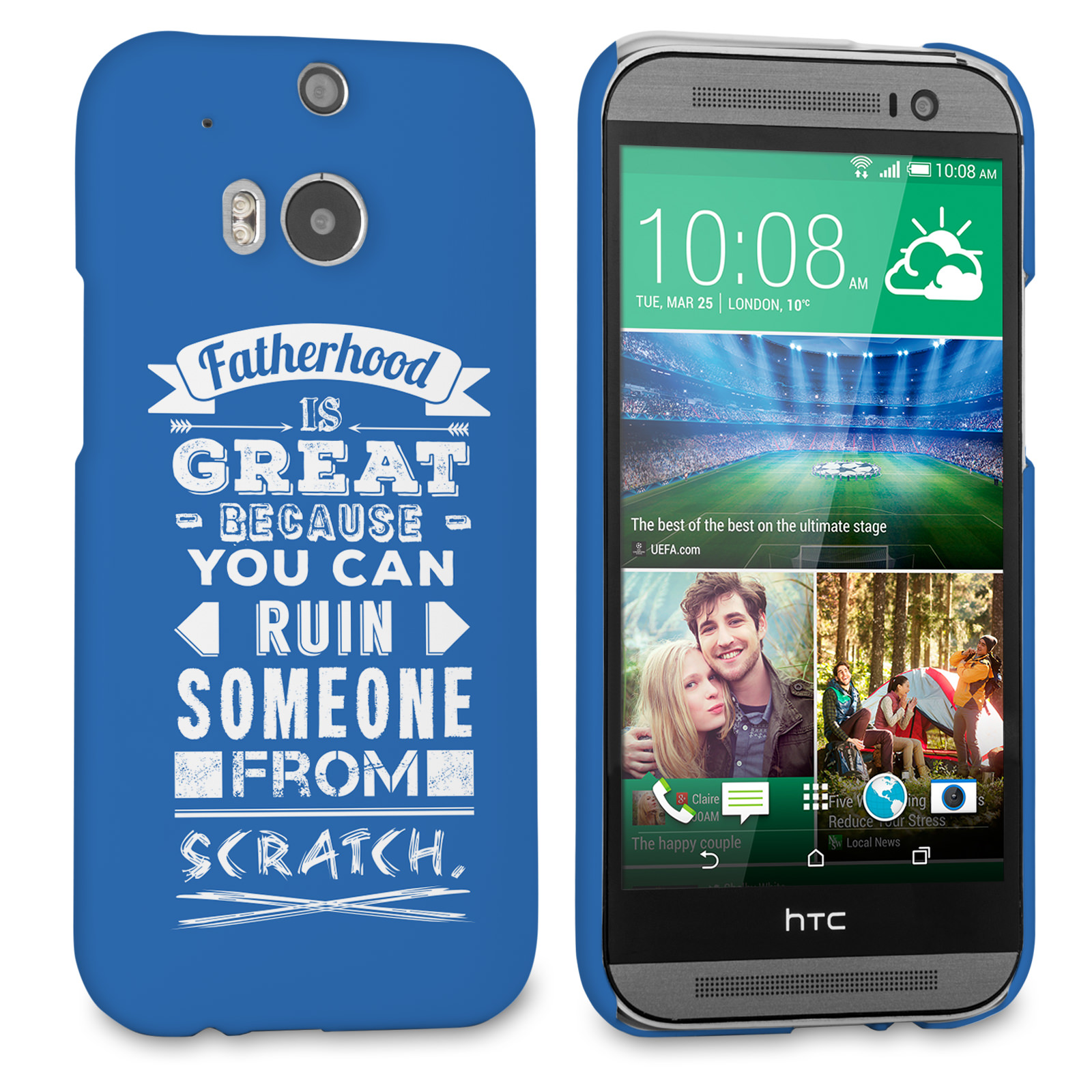 Caseflex Fatherhood Funny Quote HTC One M8 Case – Blue