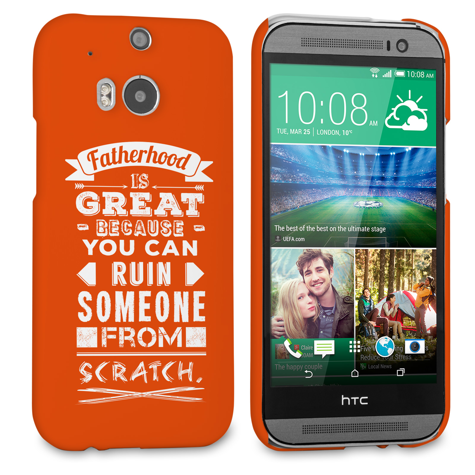 Caseflex Fatherhood Funny Quote HTC One M8 Case – Red 