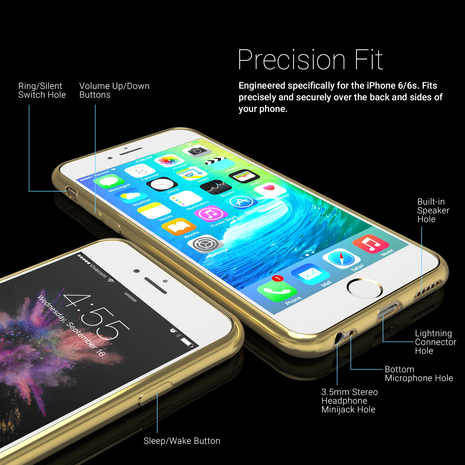 Caseflex iPhone 6S / 6 Electroplate TPU Gel Case - Gold