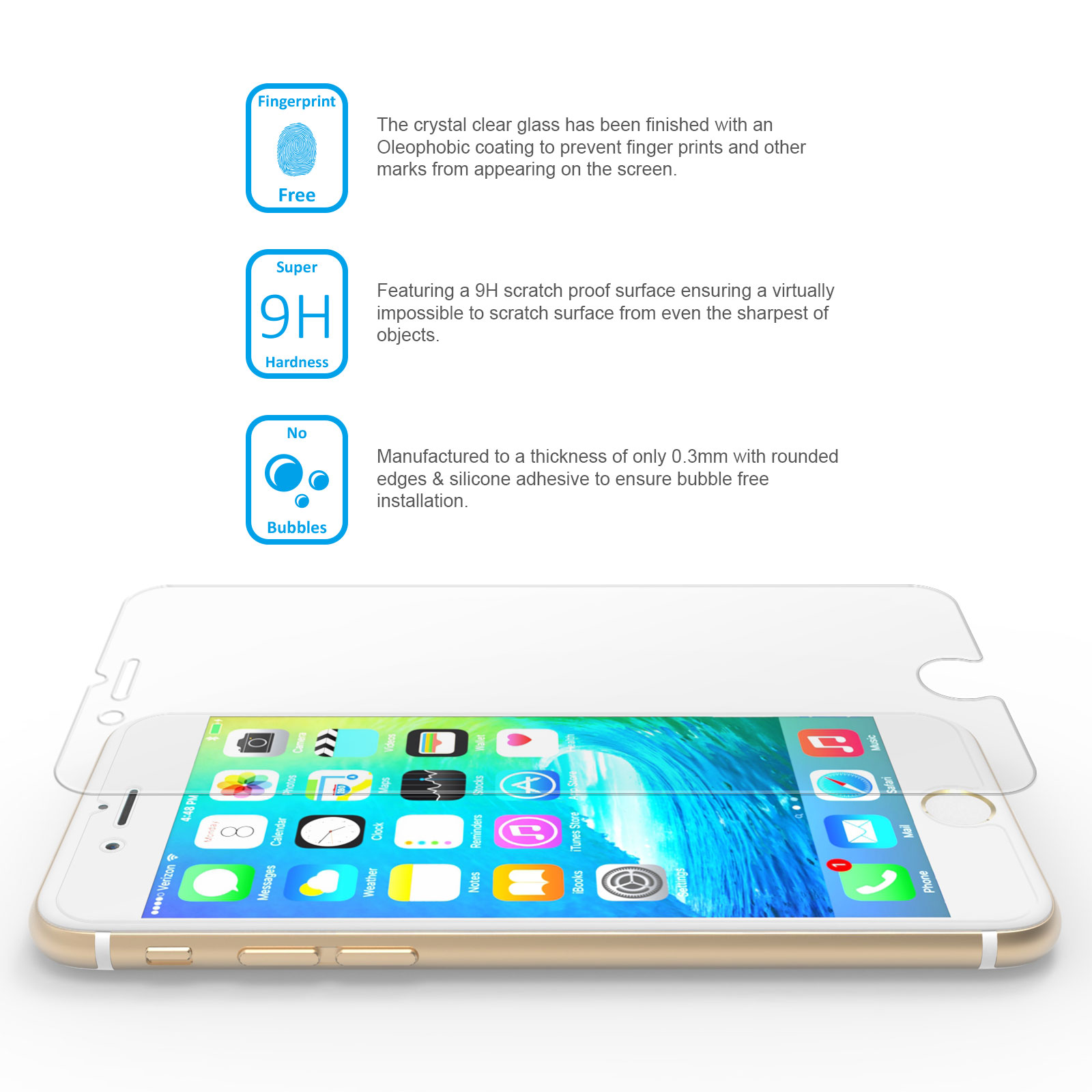YouSave iPhone 6 and 6s Crystal Clear Tempered Glass Screen Protector