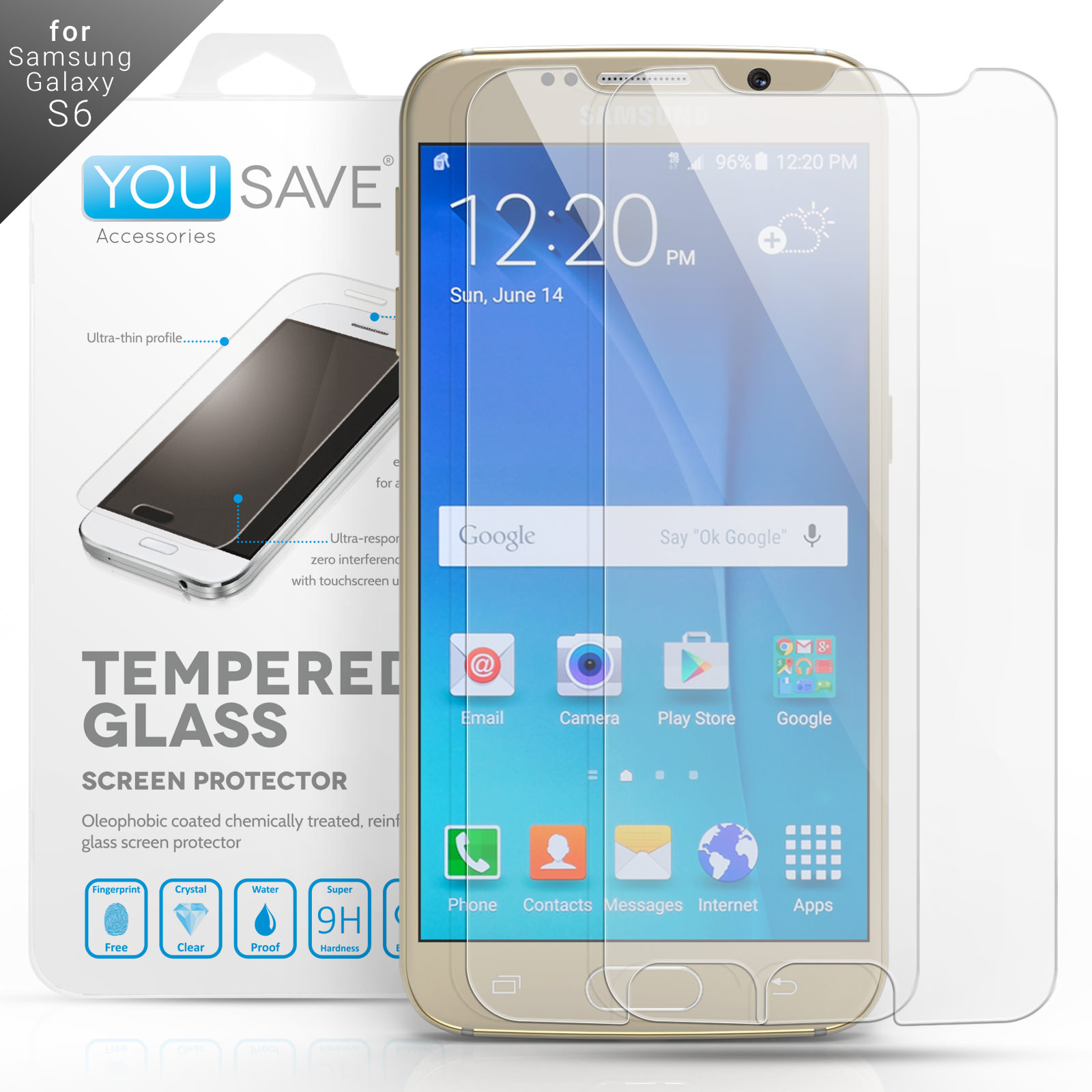 Yousave Accessories Samsung Galaxy S6 Glass Screen Protector - Twin Pack