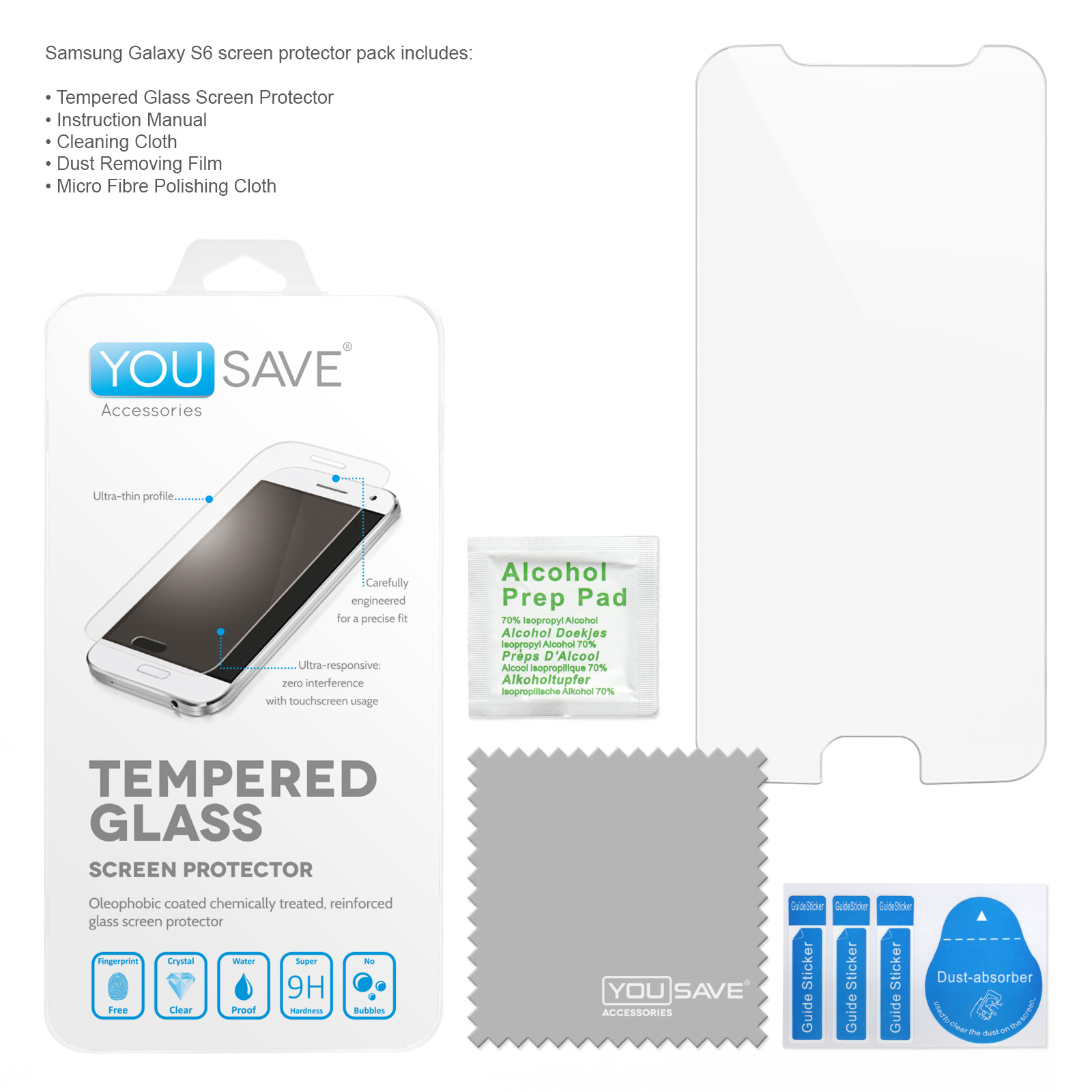 Yousave Accessories Samsung Galaxy S6 Glass Screen Protector - Twin Pack