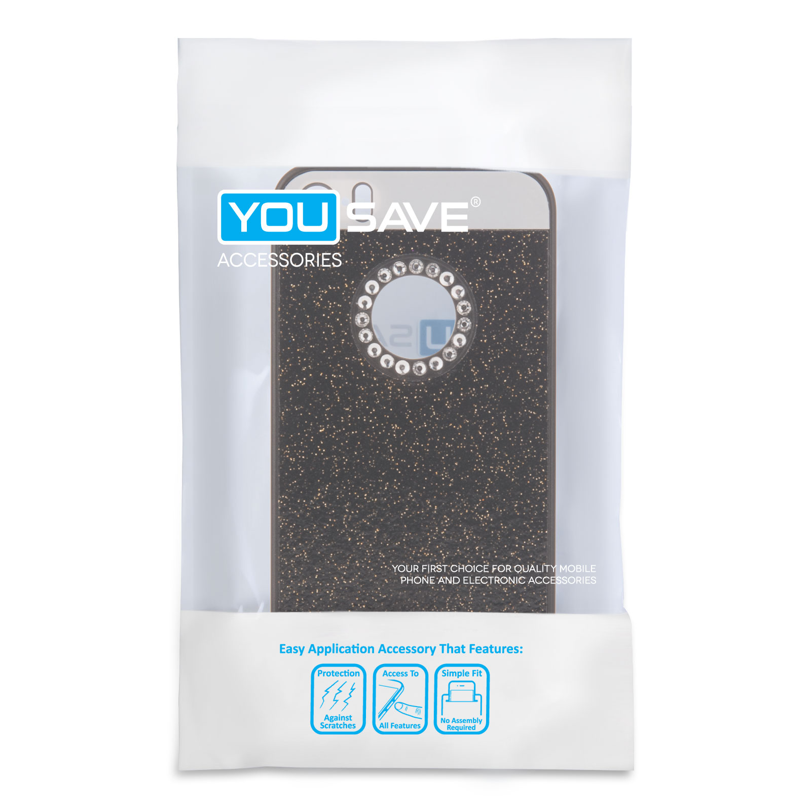 Yousave Accessories iPhone SE Flash Diamond Case - Black