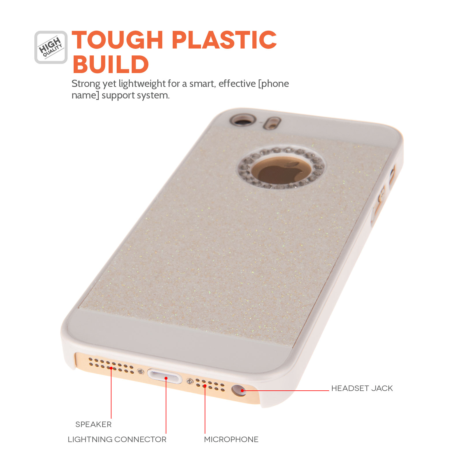 Yousave Accessories iPhone SE Flash Diamond Case - White