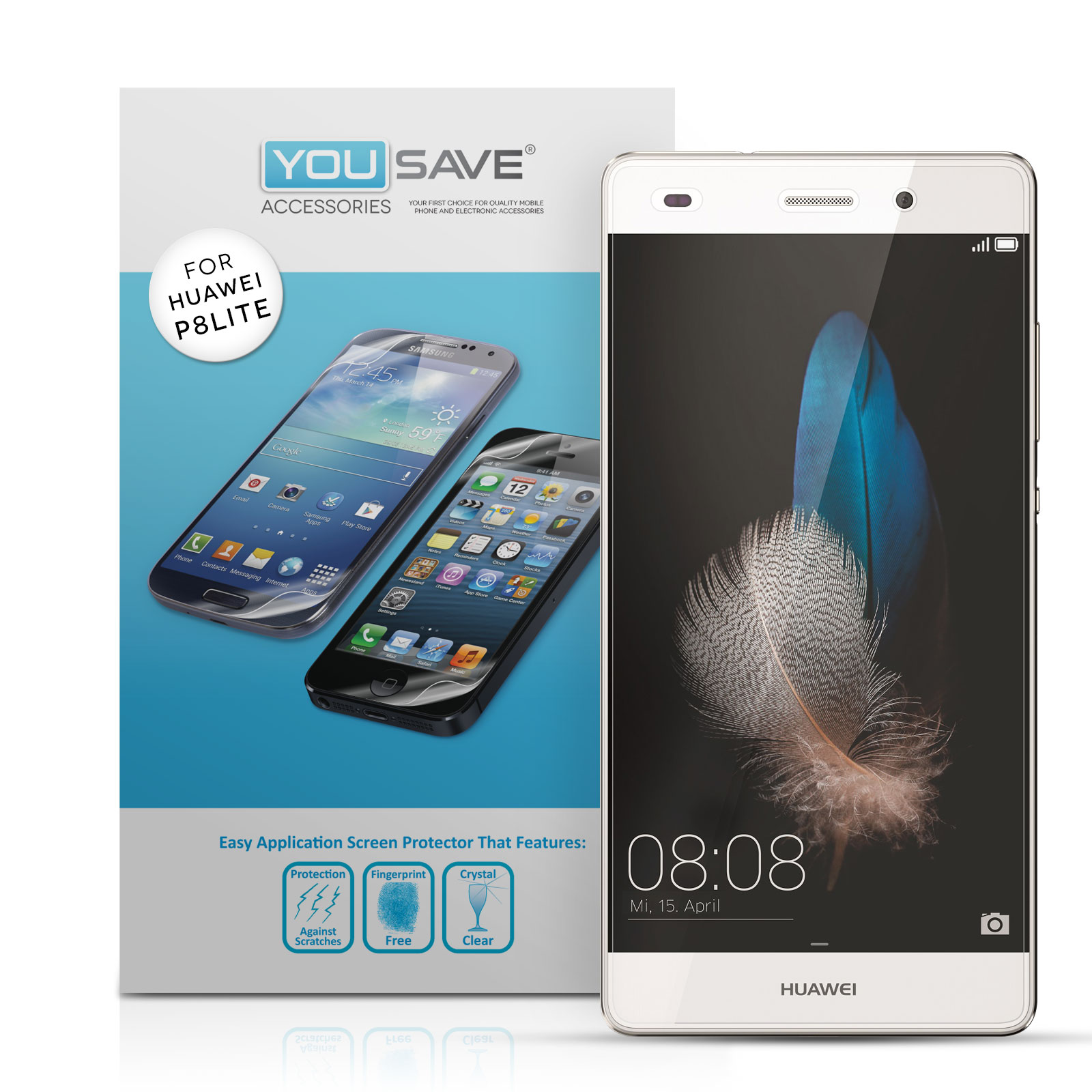 Yousave Accessories Huawei P8 Lite Screen Protectors x5