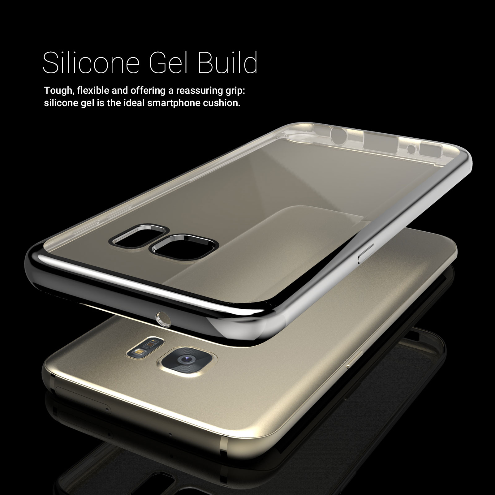 Caseflex Samsung Galaxy S7 Edge Electroplate TPU Gel Case - Silver