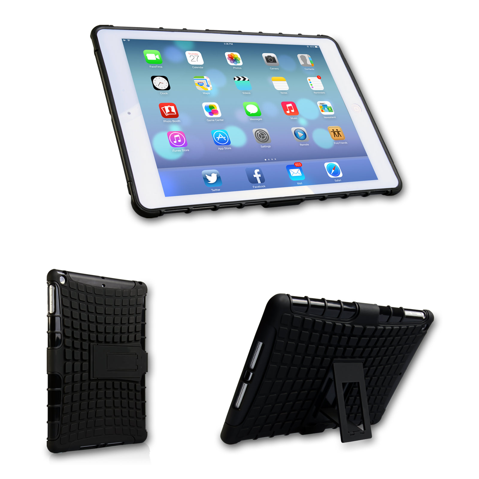Caseflex iPad Mini 2, 3 Tough Stand Cover - Black