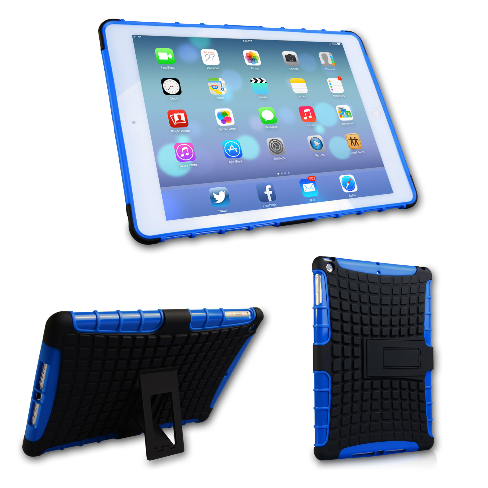 Caseflex iPad 2, 3, 4 Tough Stand Cover - Blue