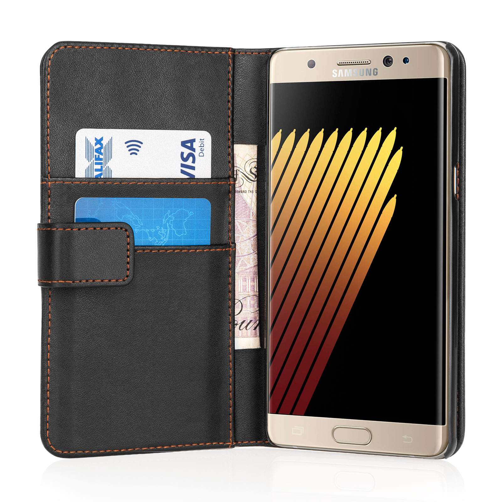 Yousave Accessories Samsung Galaxy Note 7 Leather-Effect Wallet Case - Black