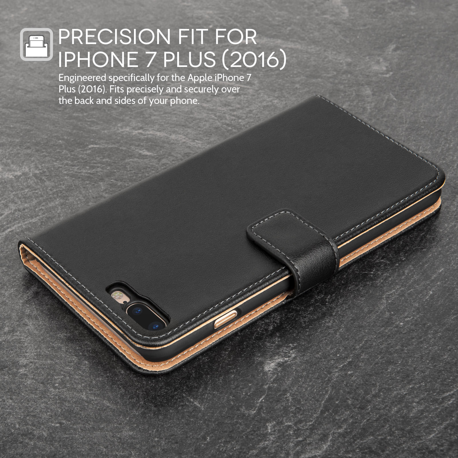 Caseflex iPhone 7 Plus Real Leather Wallet Case - Black