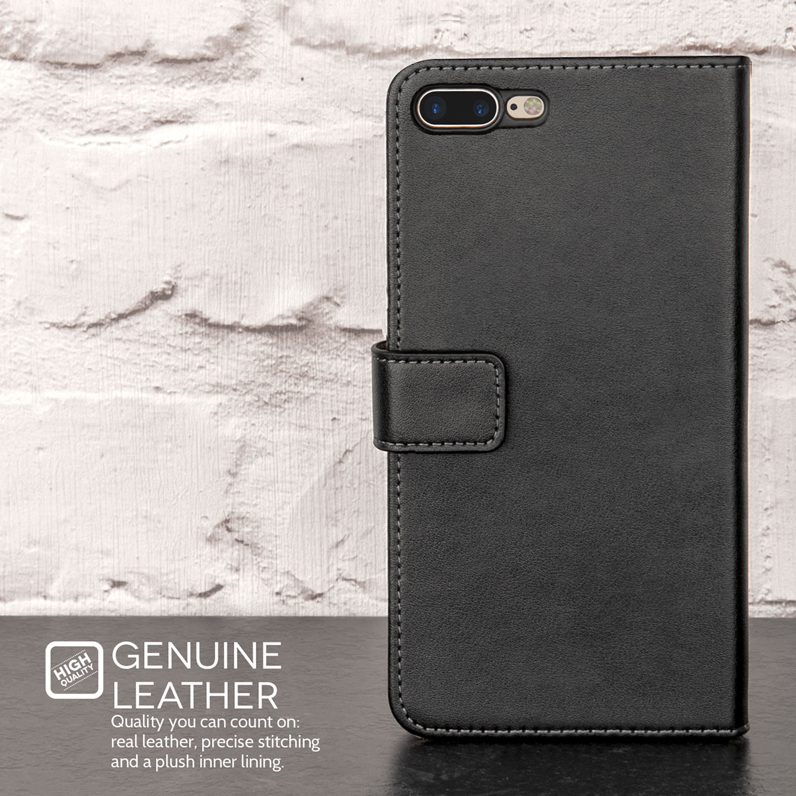 Caseflex iPhone 7 Plus Real Leather Wallet Case - Black