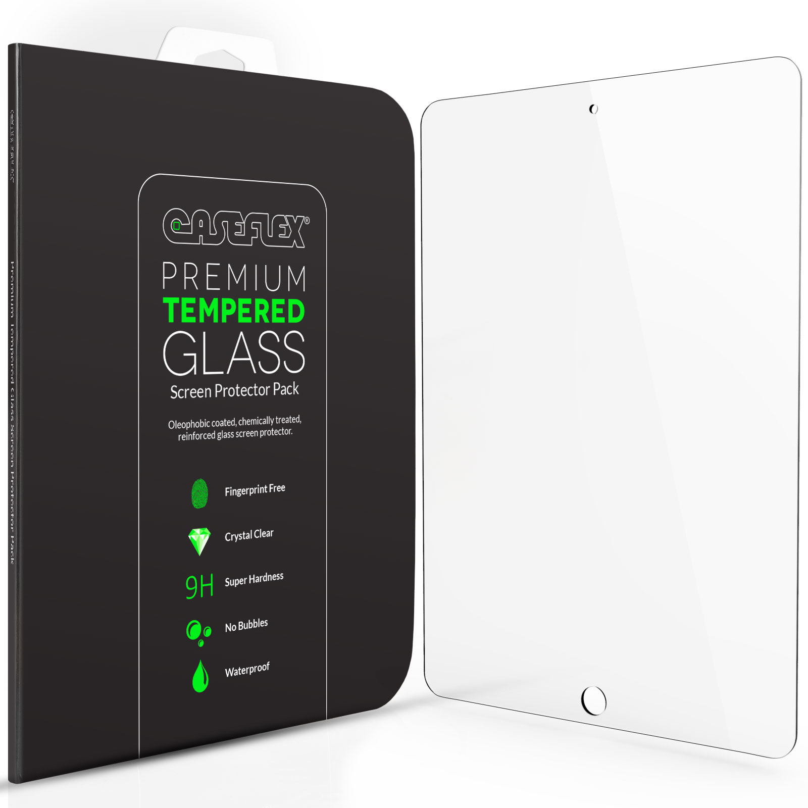 Caseflex iPad Air / Air 2 Tempered Glass Screen Protector [Retina Display Compatible 0.2mm Thickness / 9H Hardness Rating]