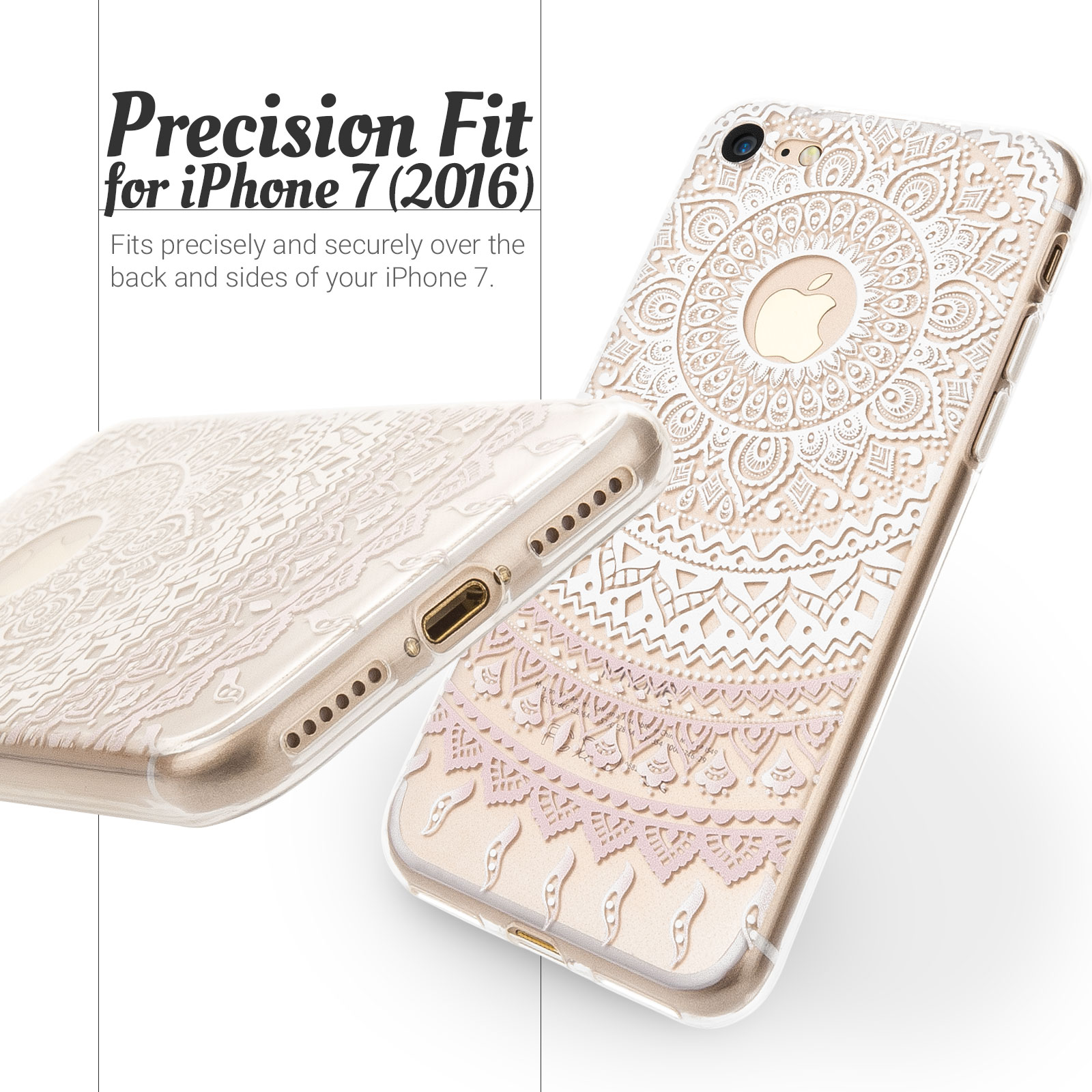 YouSave Accessories iPhone 7 Mandala Printed Pattern Gel  - White