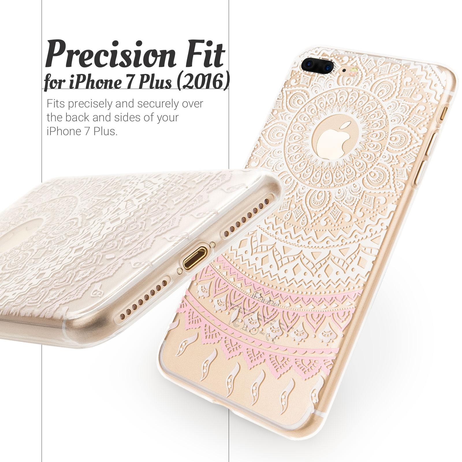 YouSave Accessories  iPhone 7 Plus Mandala Printed Pattern Gel  - White 