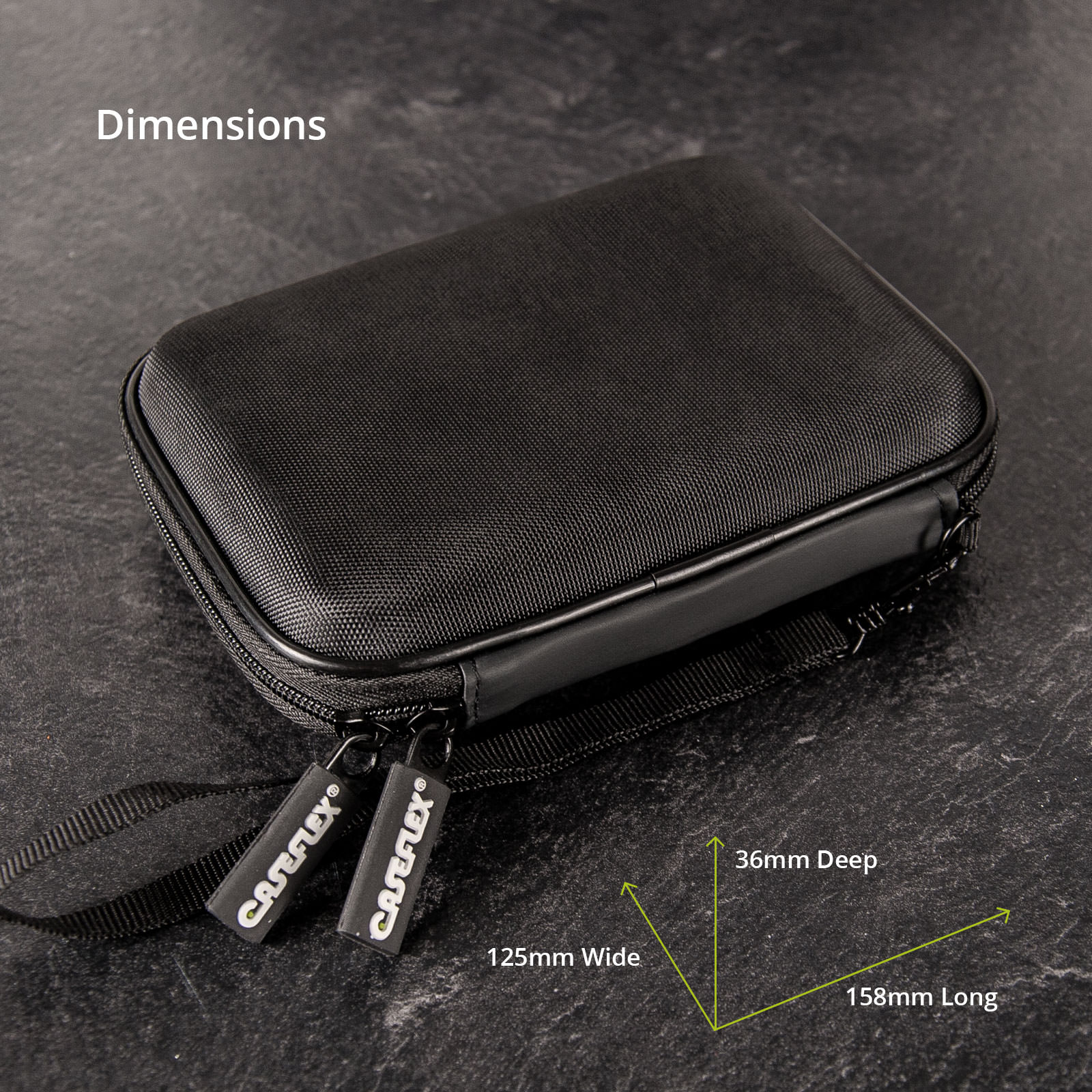 Caseflex Shockproof Hard Drive Case for 2.5 inch Portable External Hard Drives - Black