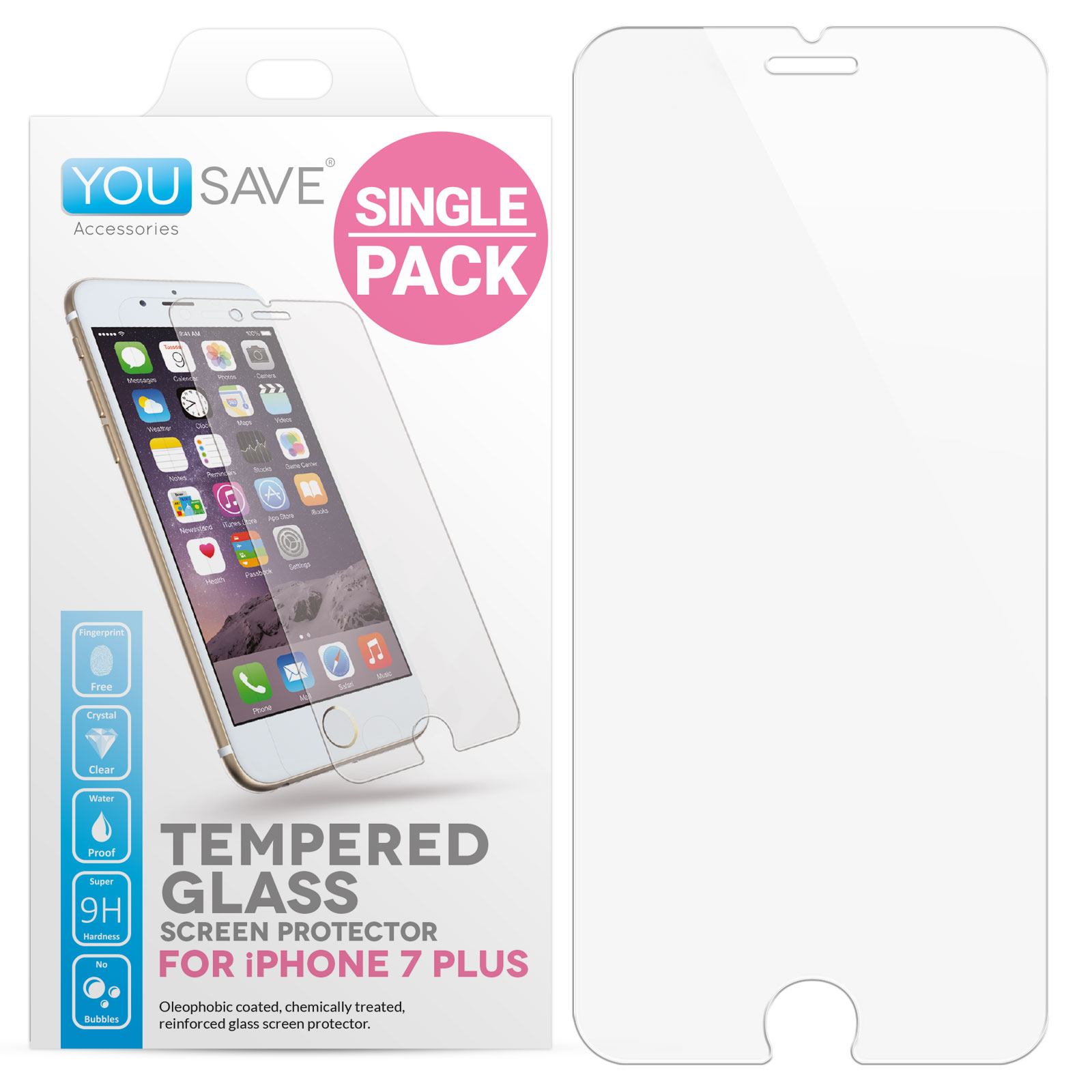 Yousave Accessories  iPhone 7 Plus Glass Screen Protector 