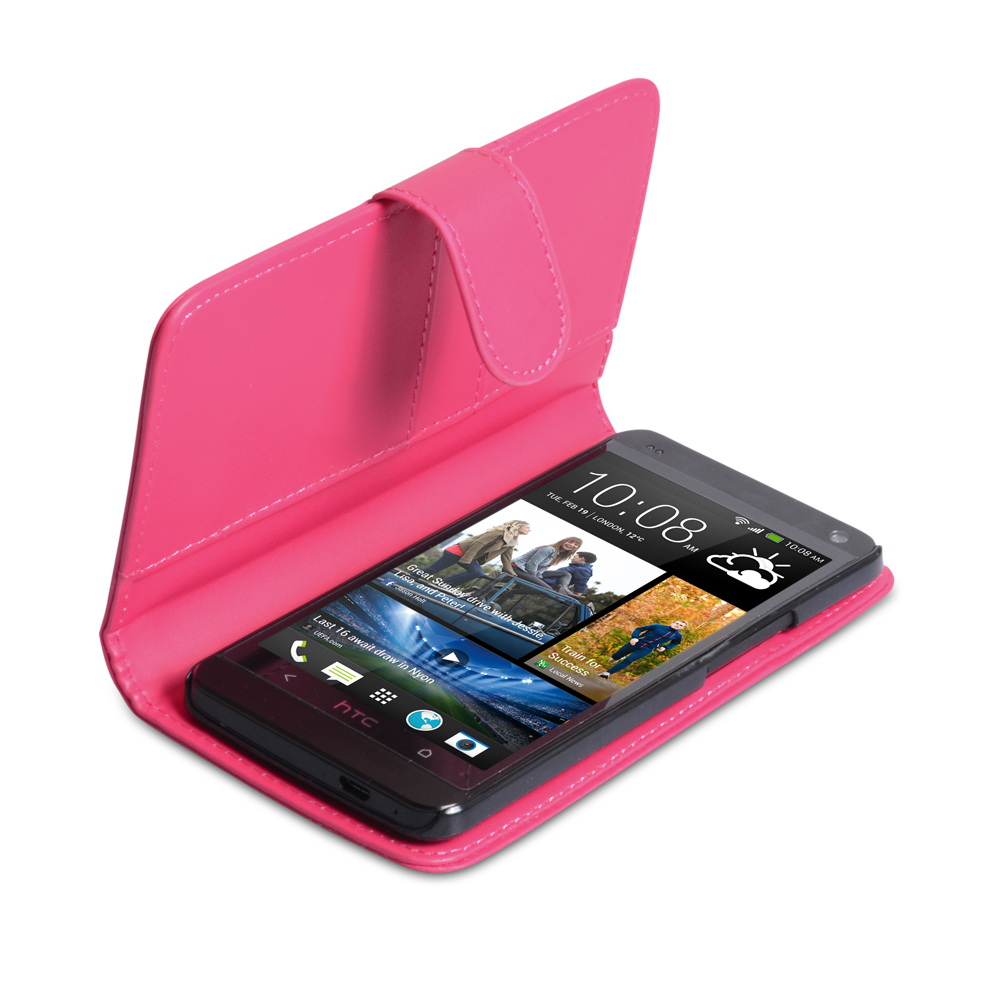 YouSave Accessories HTC One Leather Effect Wallet Case - Hot Pink