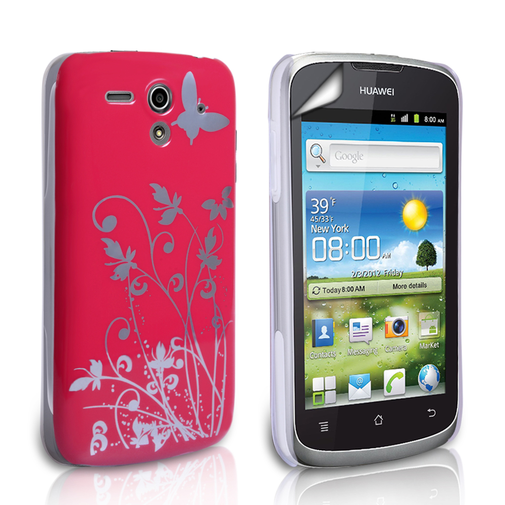 YouSave Huawei Ascend G300 Hot Pink Butterfly IMD Hard Case