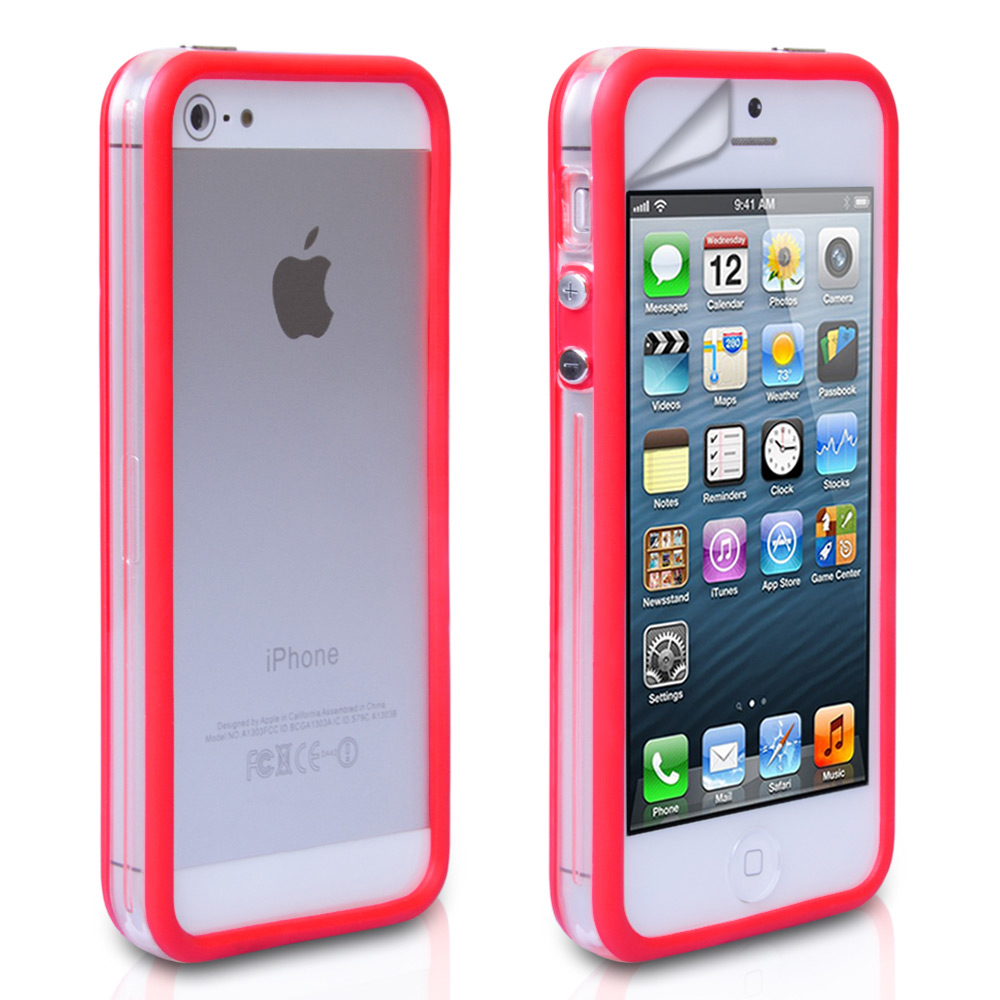 YouSave Accessories iPhone 5 / 5S Bumper Case - Red-Clear