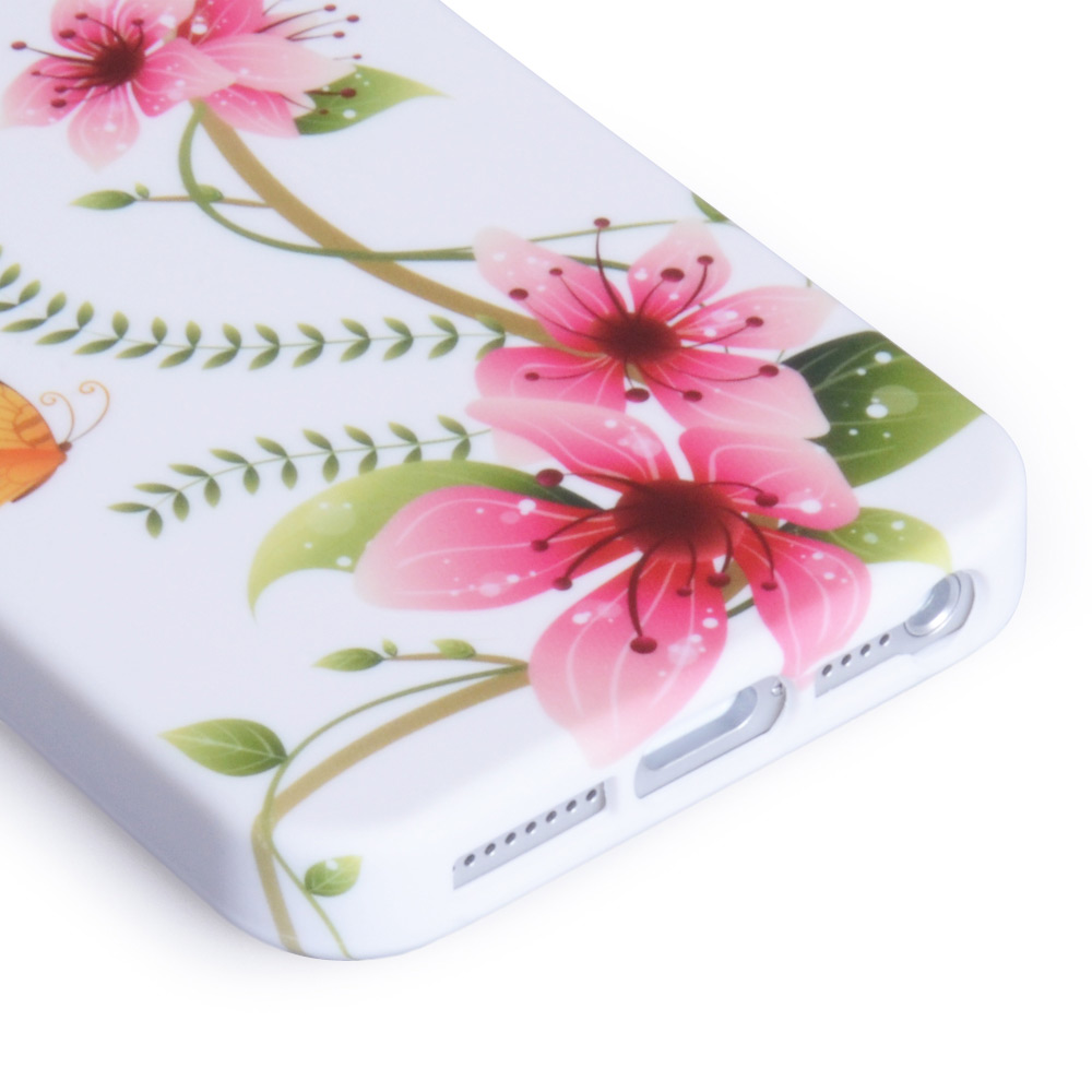 YouSave iPhone 5 / 5S Floral Butterfly Gel Case - White-Pink
