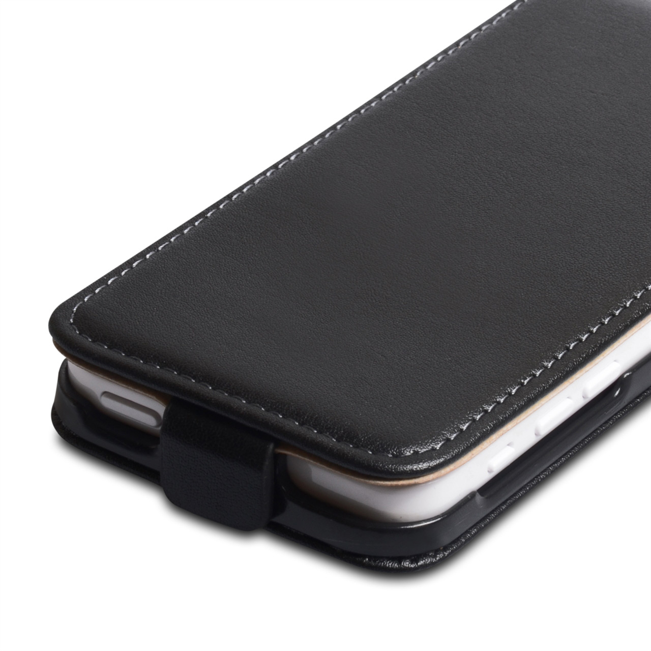 Caseflex iPhone 5C Real Leather Flip Case - Black