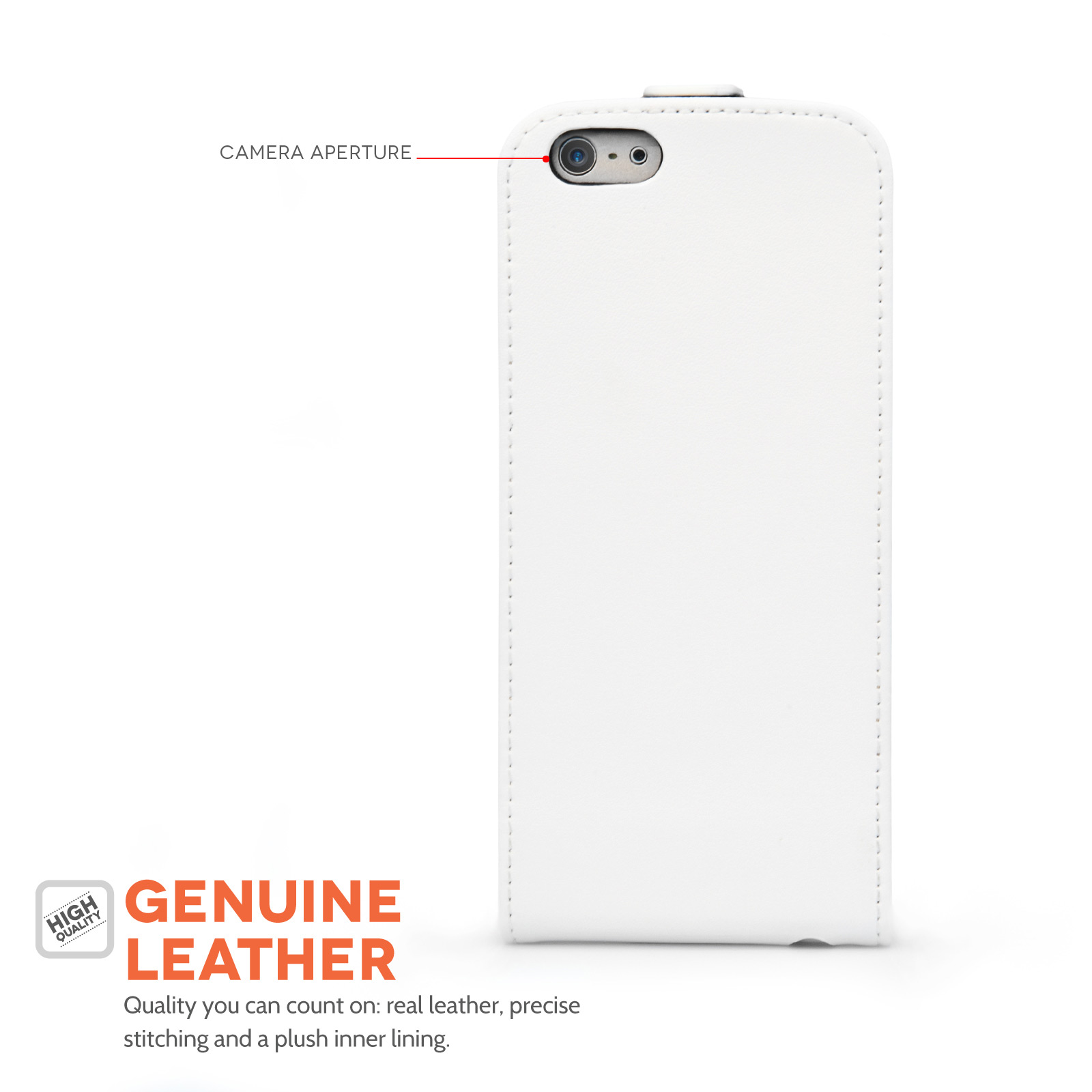 Caseflex iPhone 6 and 6s Real Leather Flip Case - White