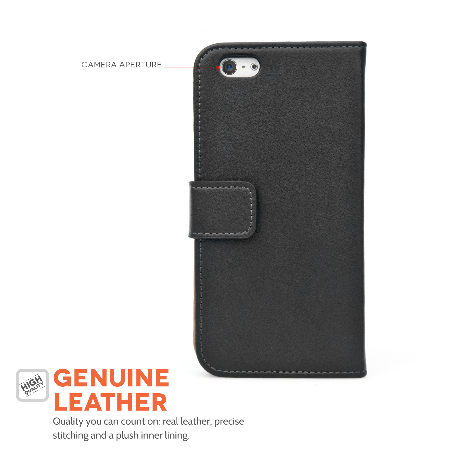 Caseflex iPhone 6 and 6s Real Leather Wallet Case - Black