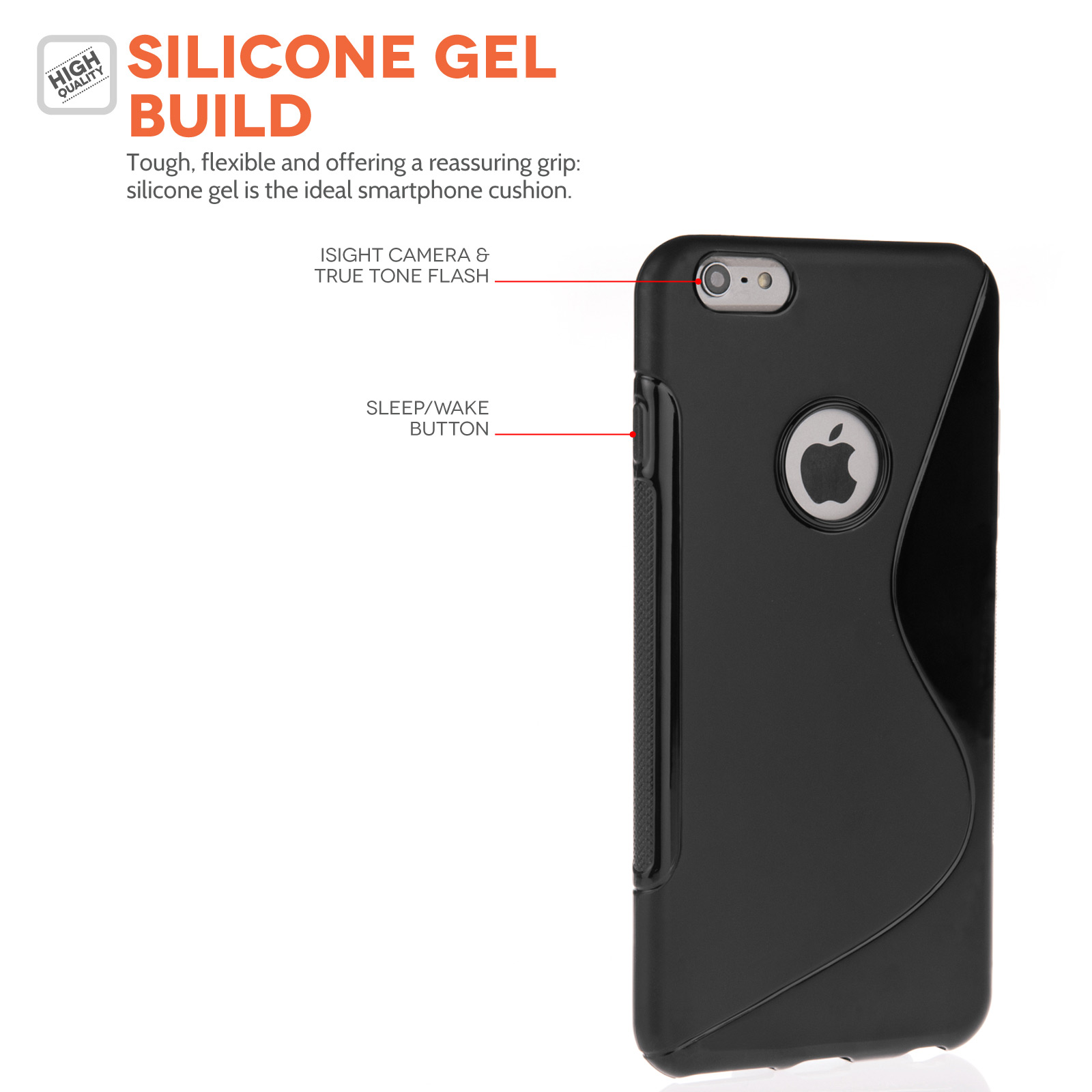 Caseflex iPhone 6 Plus and 6s Plus Silicone Gel S-Line Case - Black