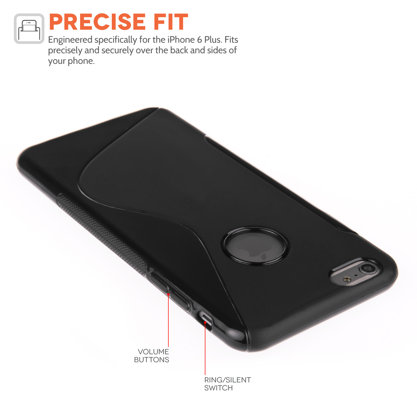 Caseflex iPhone 6 Plus and 6s Plus Silicone Gel S-Line Case - Black