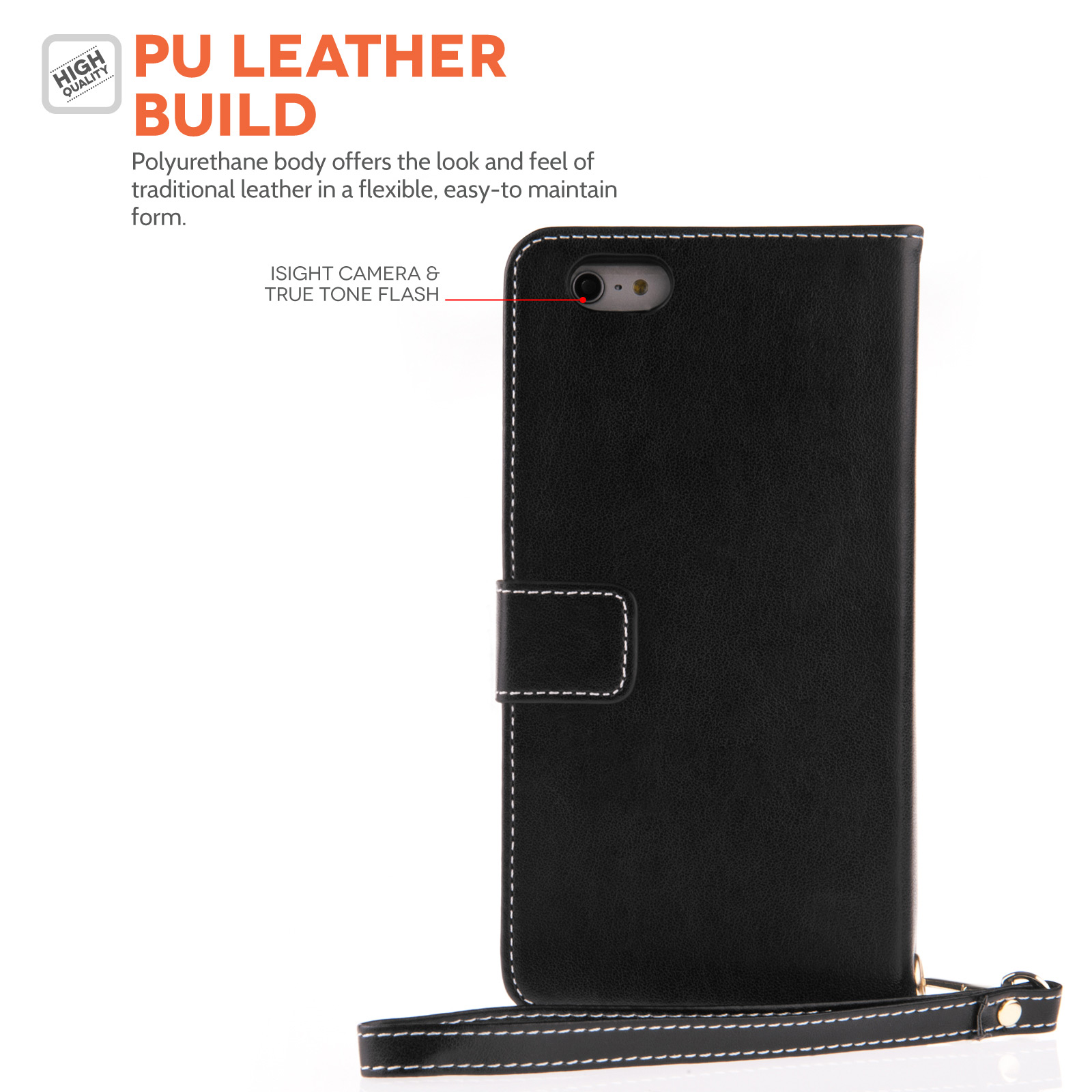 Caseflex iPhone 6 Plus and 6s Plus Leather-Effect Wallet Case – Black with Floral Lining