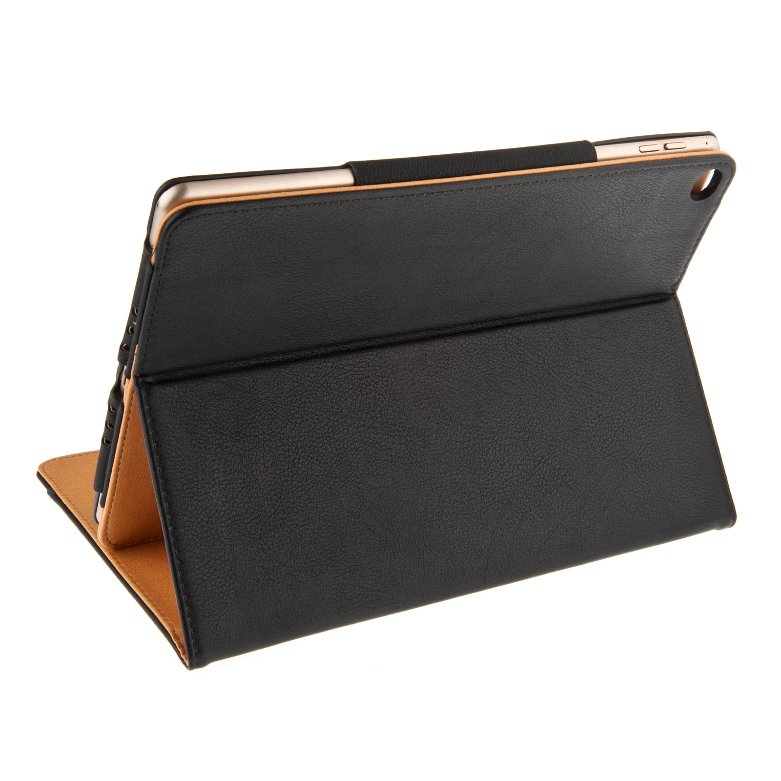 YouSave iPad Air 2 PU Leather Magnetic Closing Stand Cover – Black with Tan Lining 