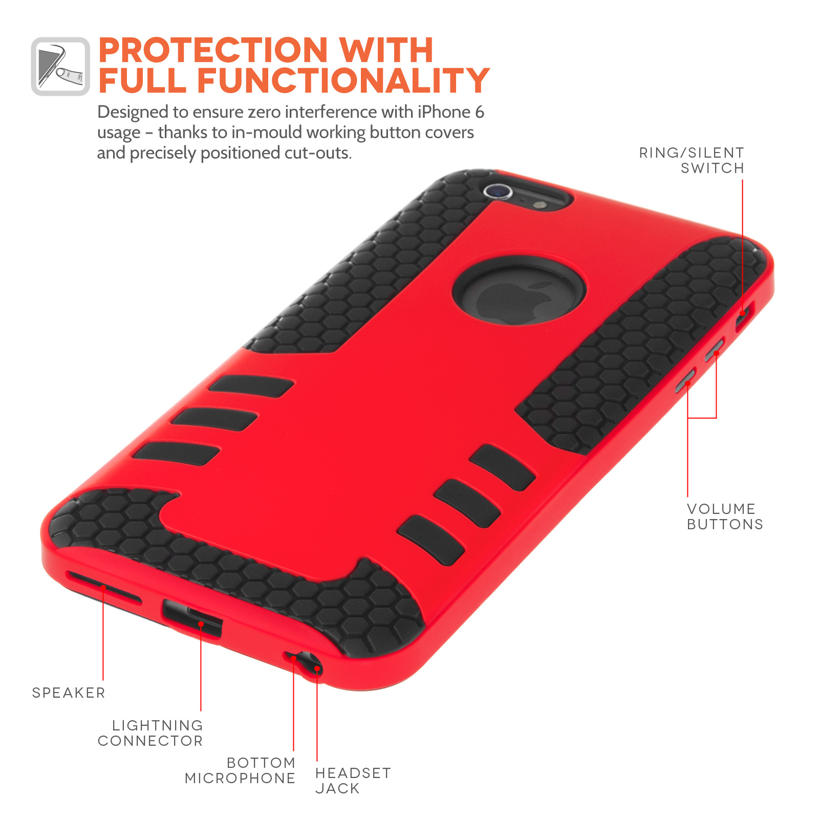 Caseflex iPhone 6 / 6s Border Combo Case - Red