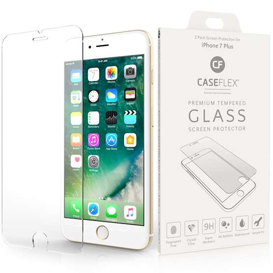 Caseflex iPhone 7 Plus Glass Screen Protector - Twin Pack